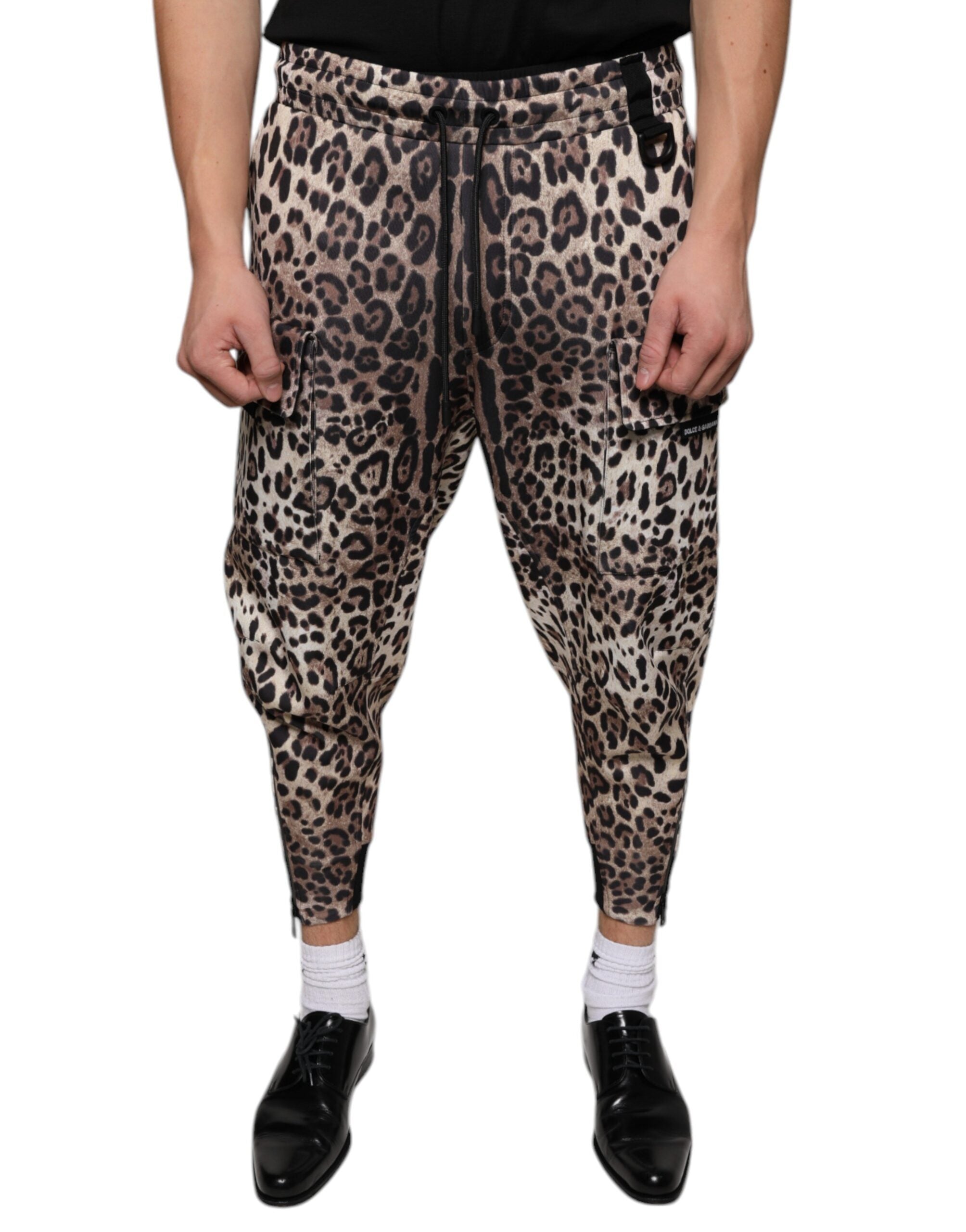 Dolce & Gabbana Brown Leopard Polyester Joggers-1