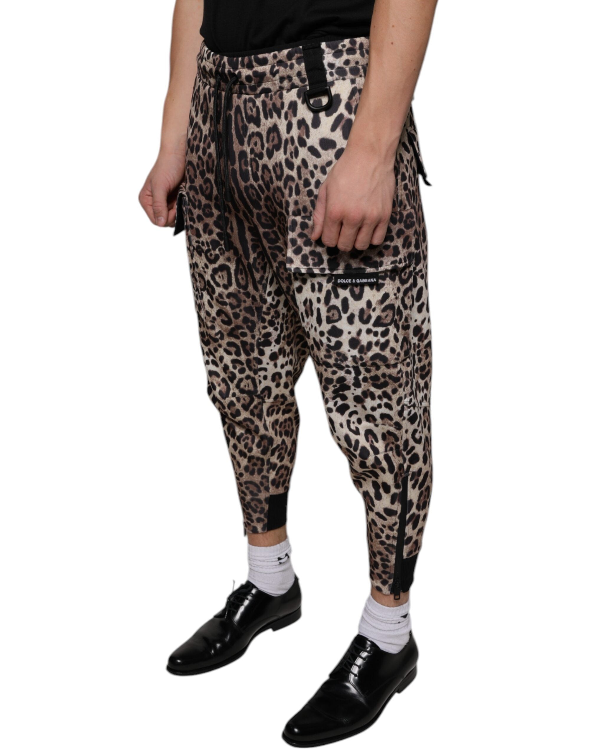 Dolce & Gabbana Brown Leopard Polyester Joggers-3