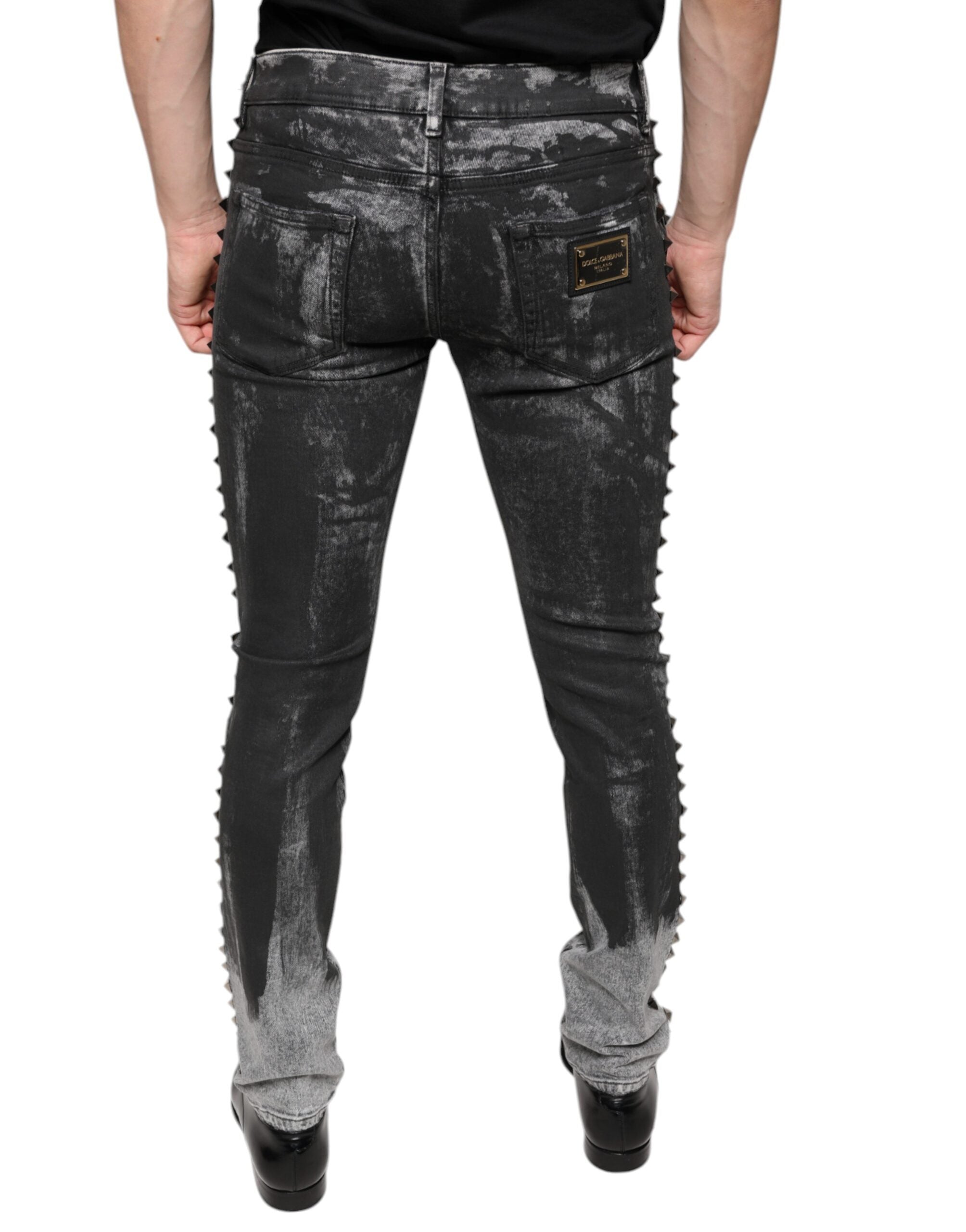 Dolce & Gabbana Black embellished cotton skinny jeans-4