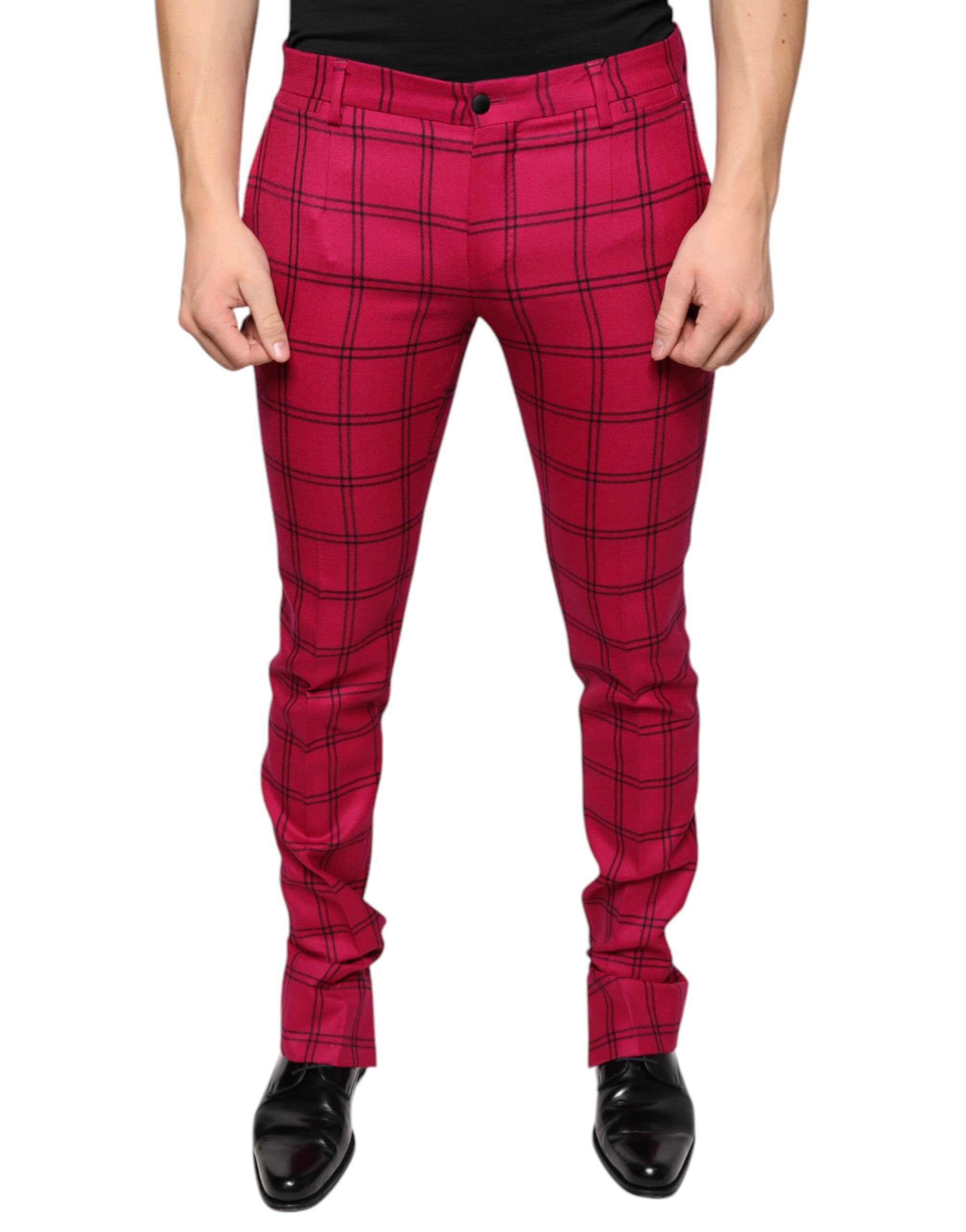 Dolce & Gabbana pink checked skinny jeans in wool-1