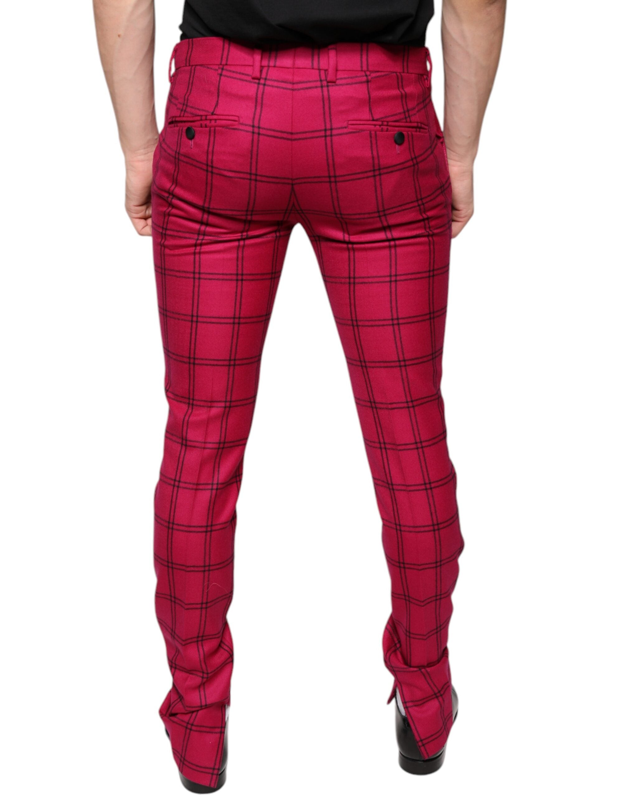 Dolce & Gabbana pink checked skinny jeans in wool-4