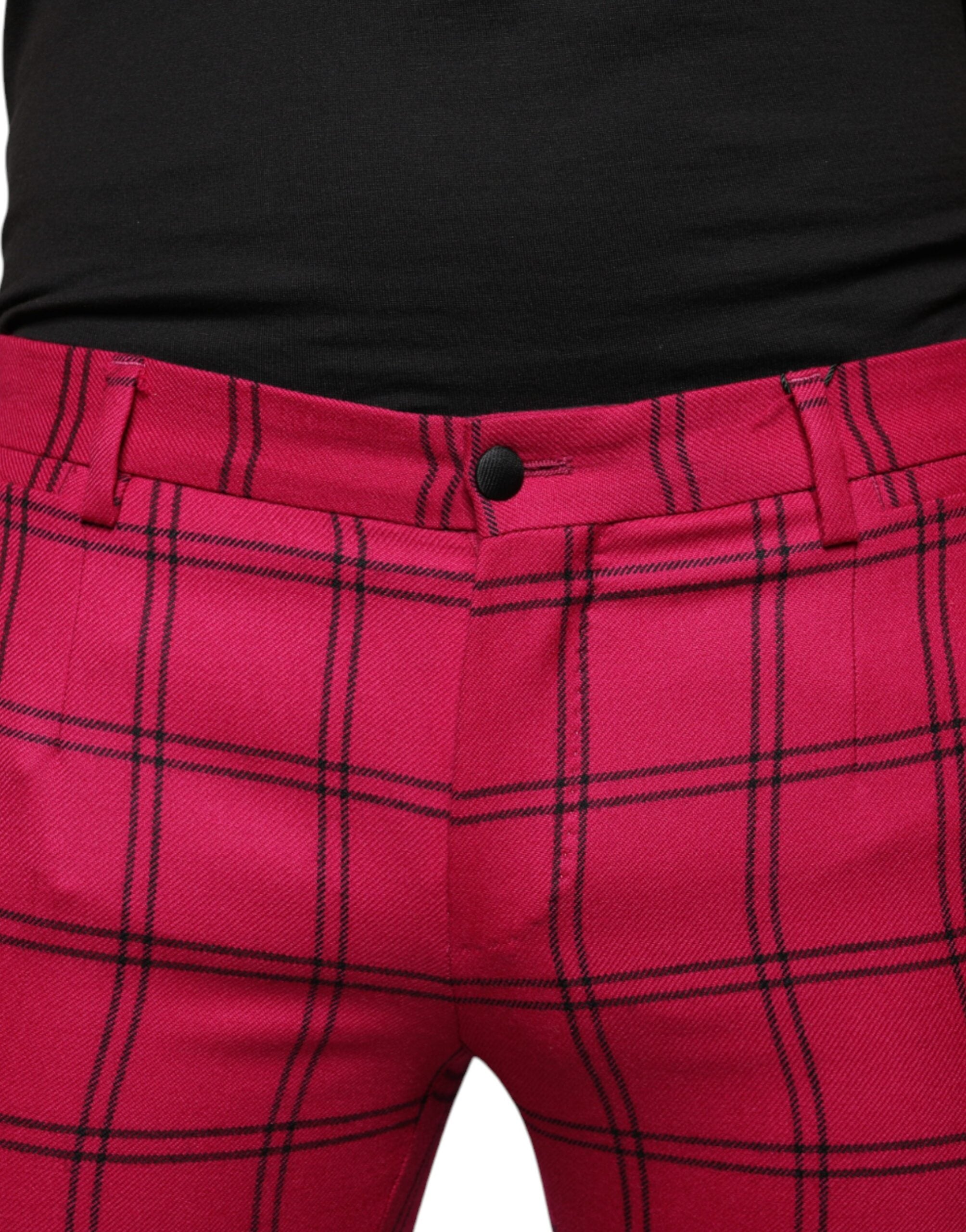 Dolce & Gabbana pink checked skinny jeans in wool-5