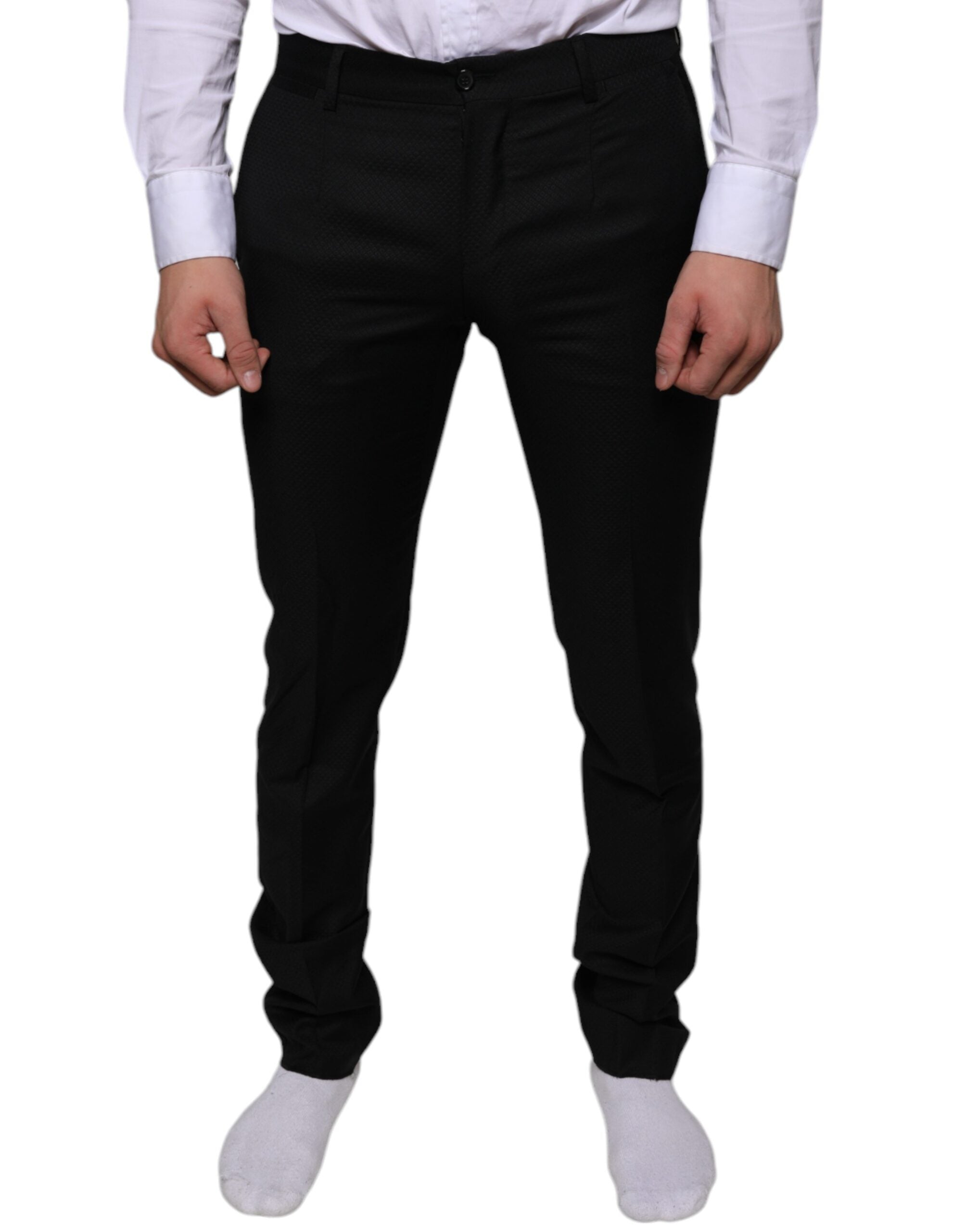 Dolce & Gabbana Black Wool Skinny Dress Formal Trousers-2