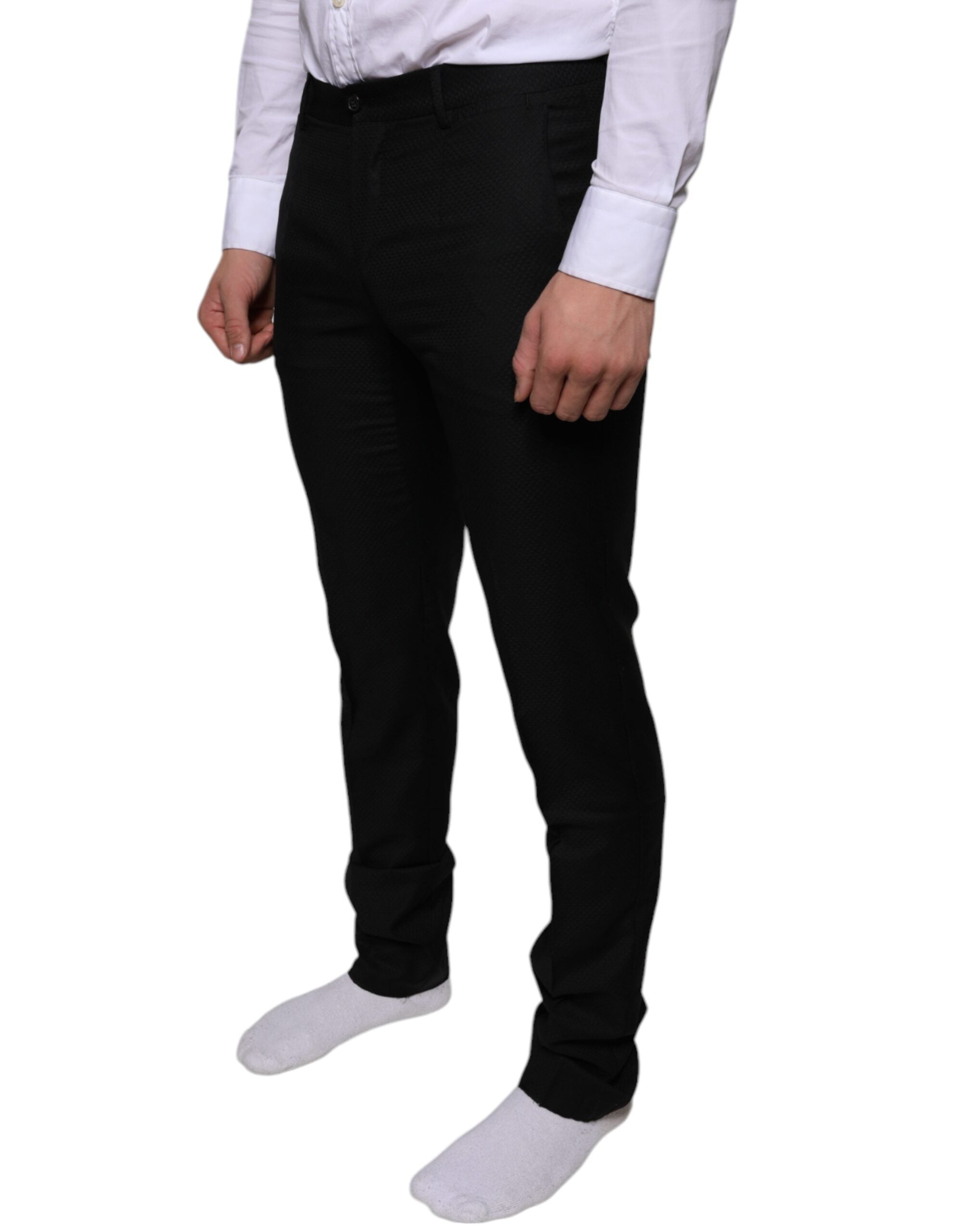 Dolce & Gabbana Black Wool Skinny Dress Formal Trousers-3