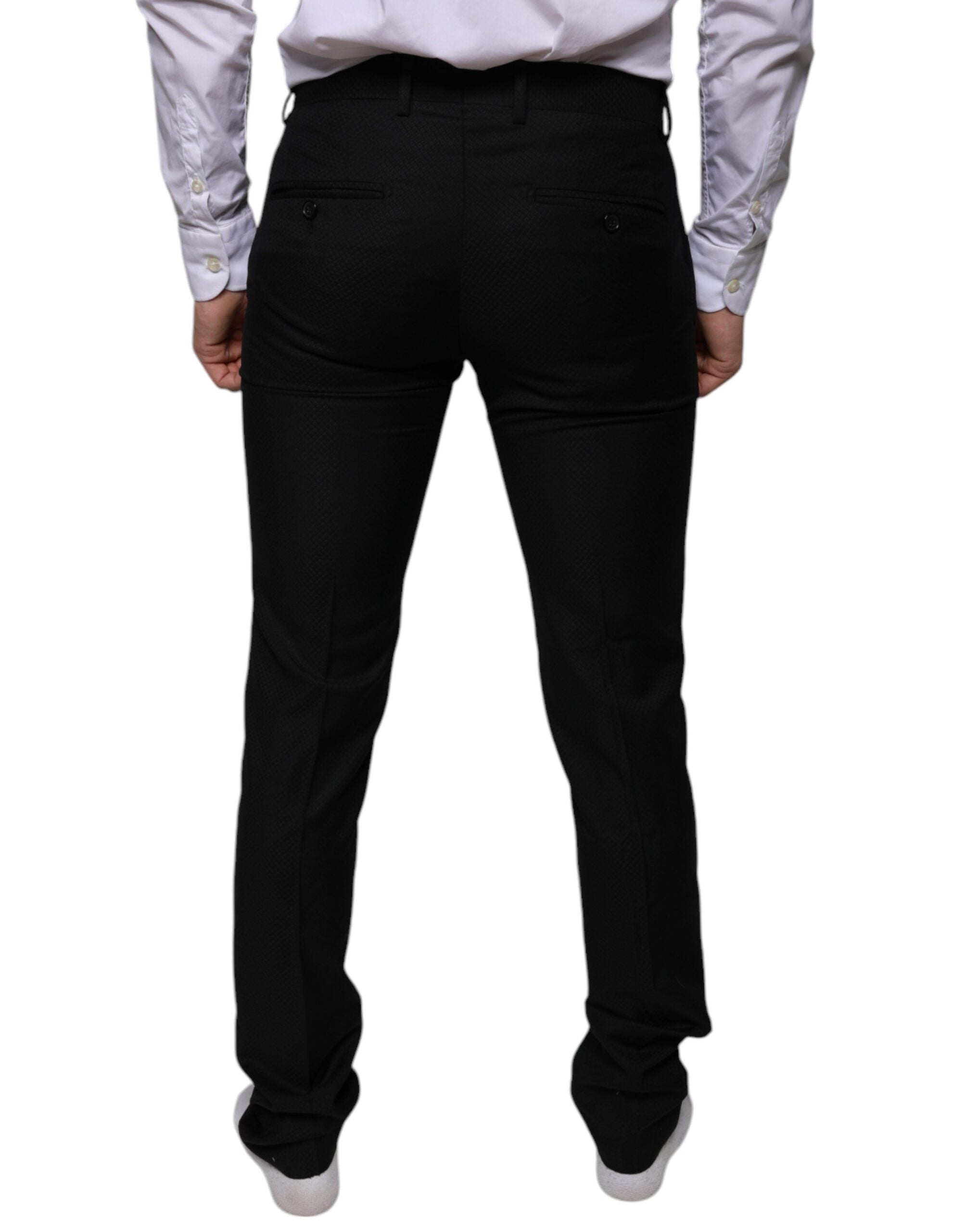 Dolce & Gabbana Black Wool Skinny Dress Formal Trousers-4