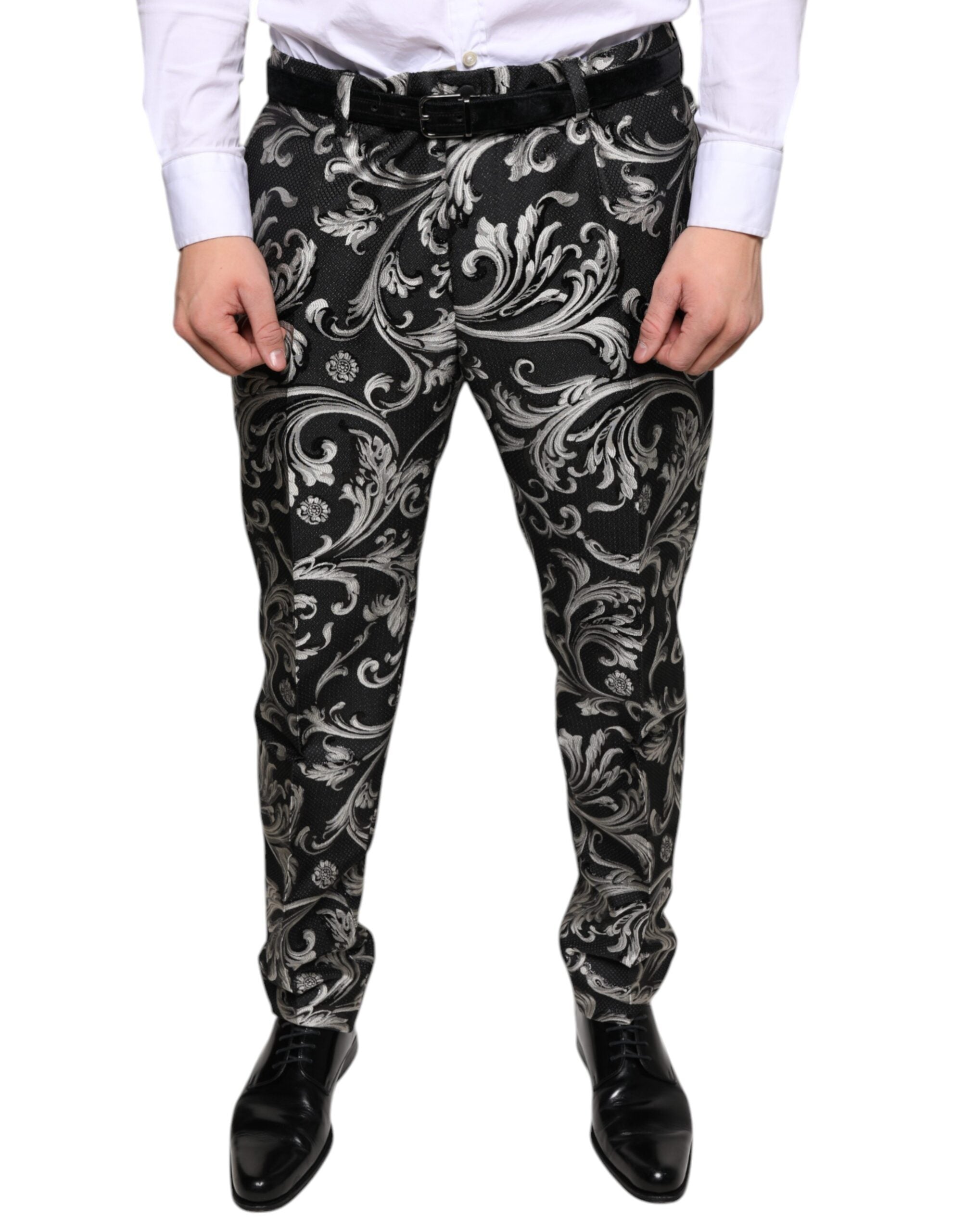 Dolce & Gabbana Black Jacquard Skinny Dress and Trousers-1