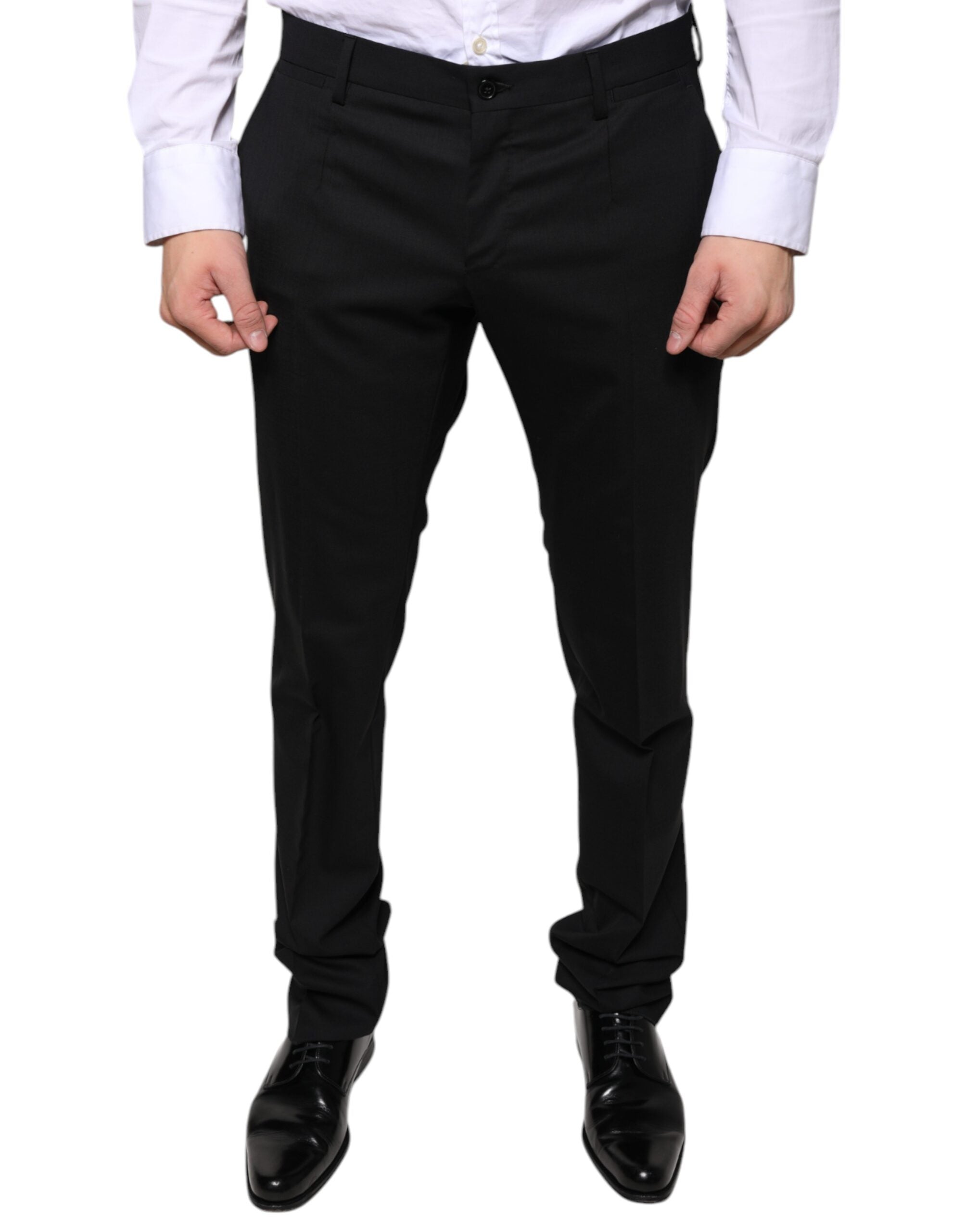 Dolce & Gabbana Black Wool Skinny Dress Formal Trousers-2