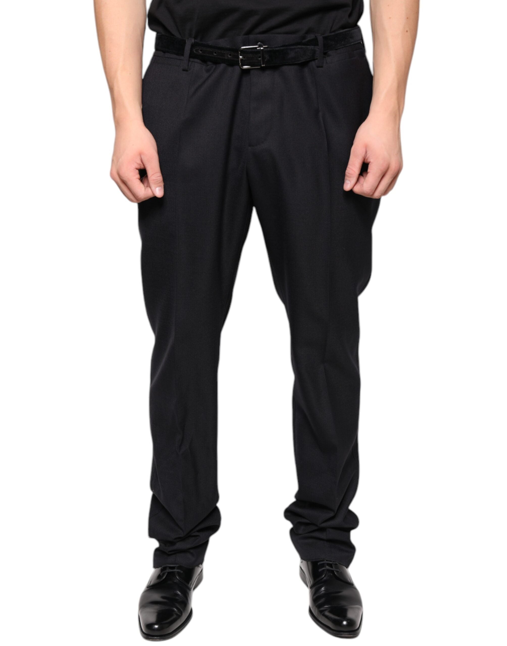 Dolce & Gabbana Black Wool Skinny Dress Formal Trousers-1