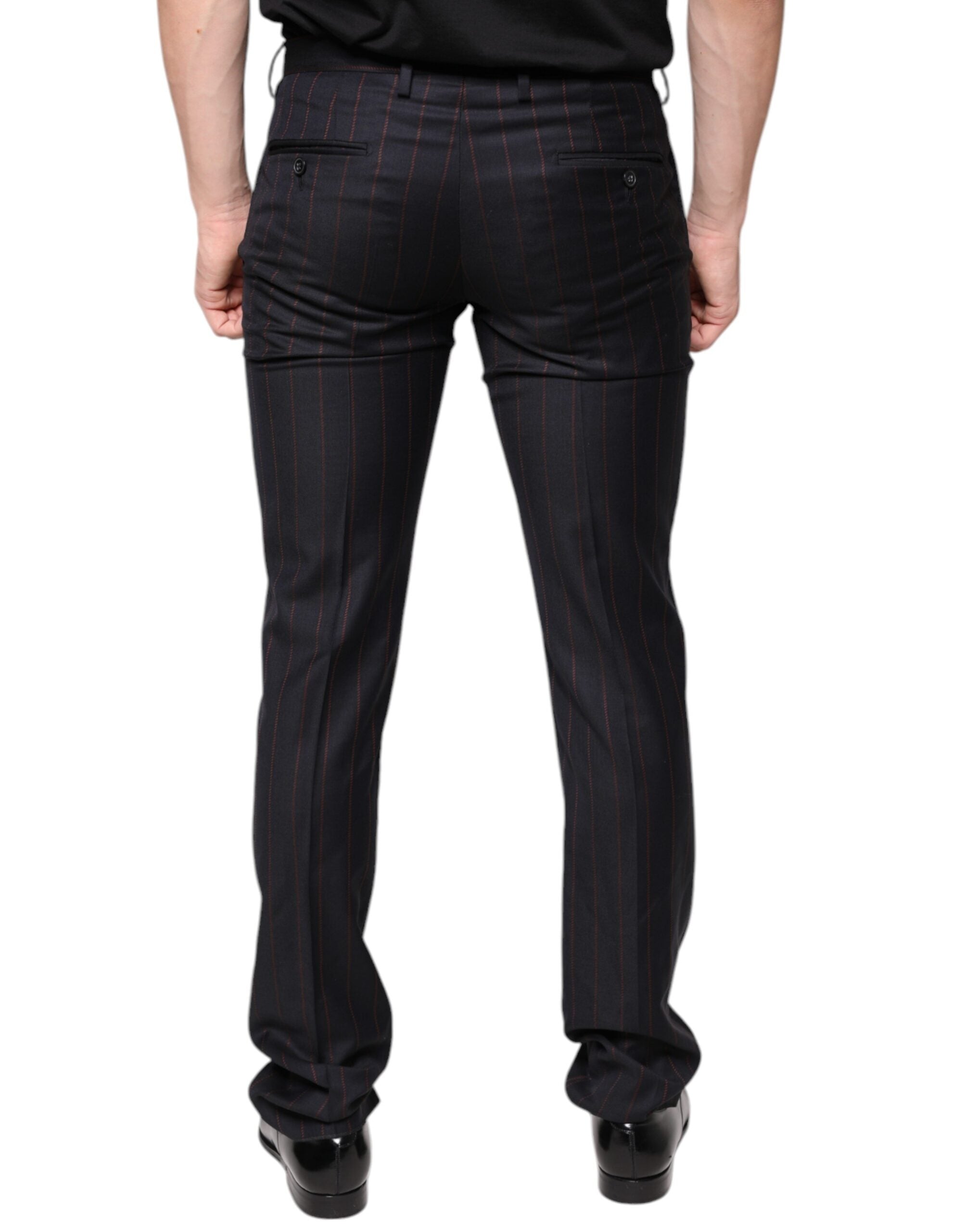 Dolce & Gabbana Black Striped Skinny Men's Suit Trousers-4