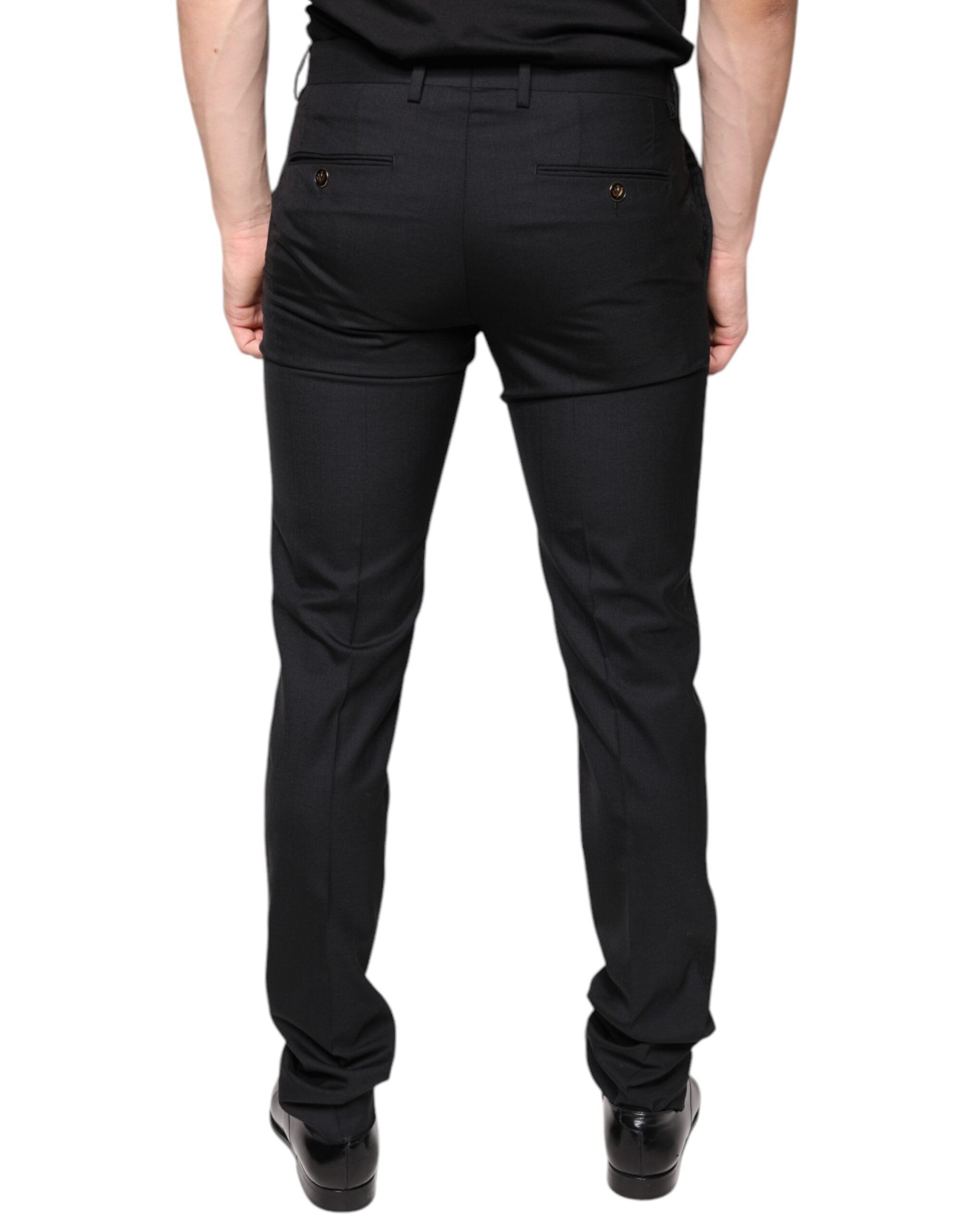 Dolce & Gabbana Black Skinny Men's Wool Suit Trousers-4