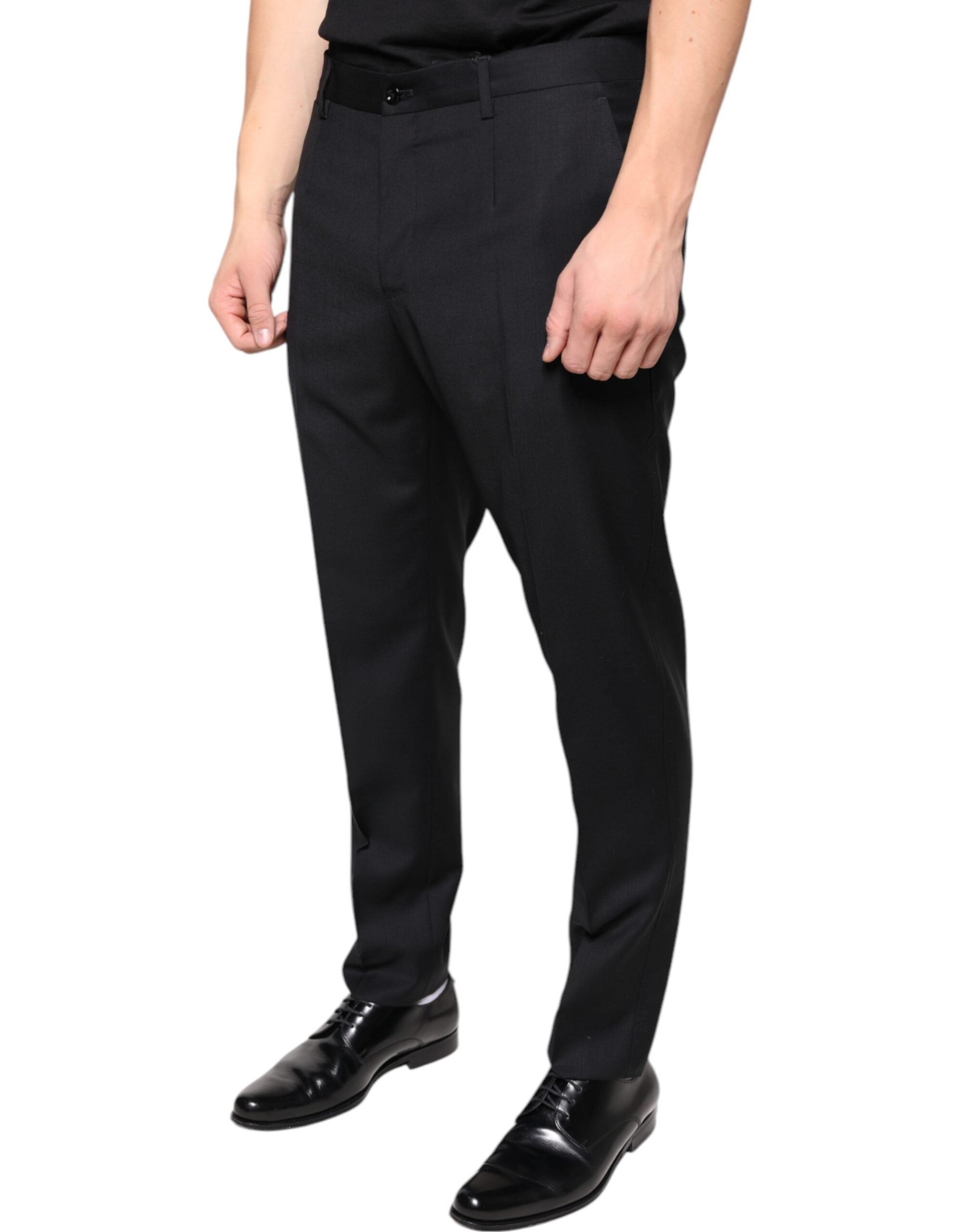 Dolce & Gabbana Black Skinny Men's Wool Suit Trousers-3