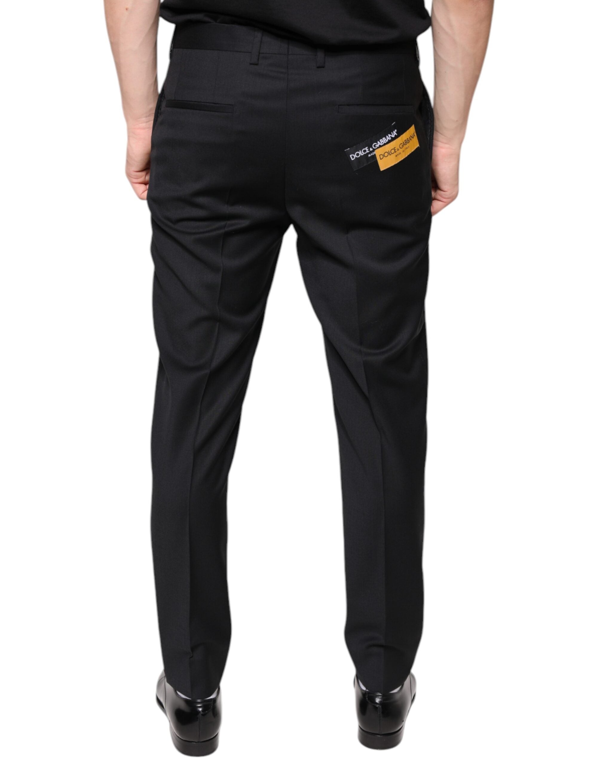Dolce & Gabbana Black Skinny Men's Wool Suit Trousers-4