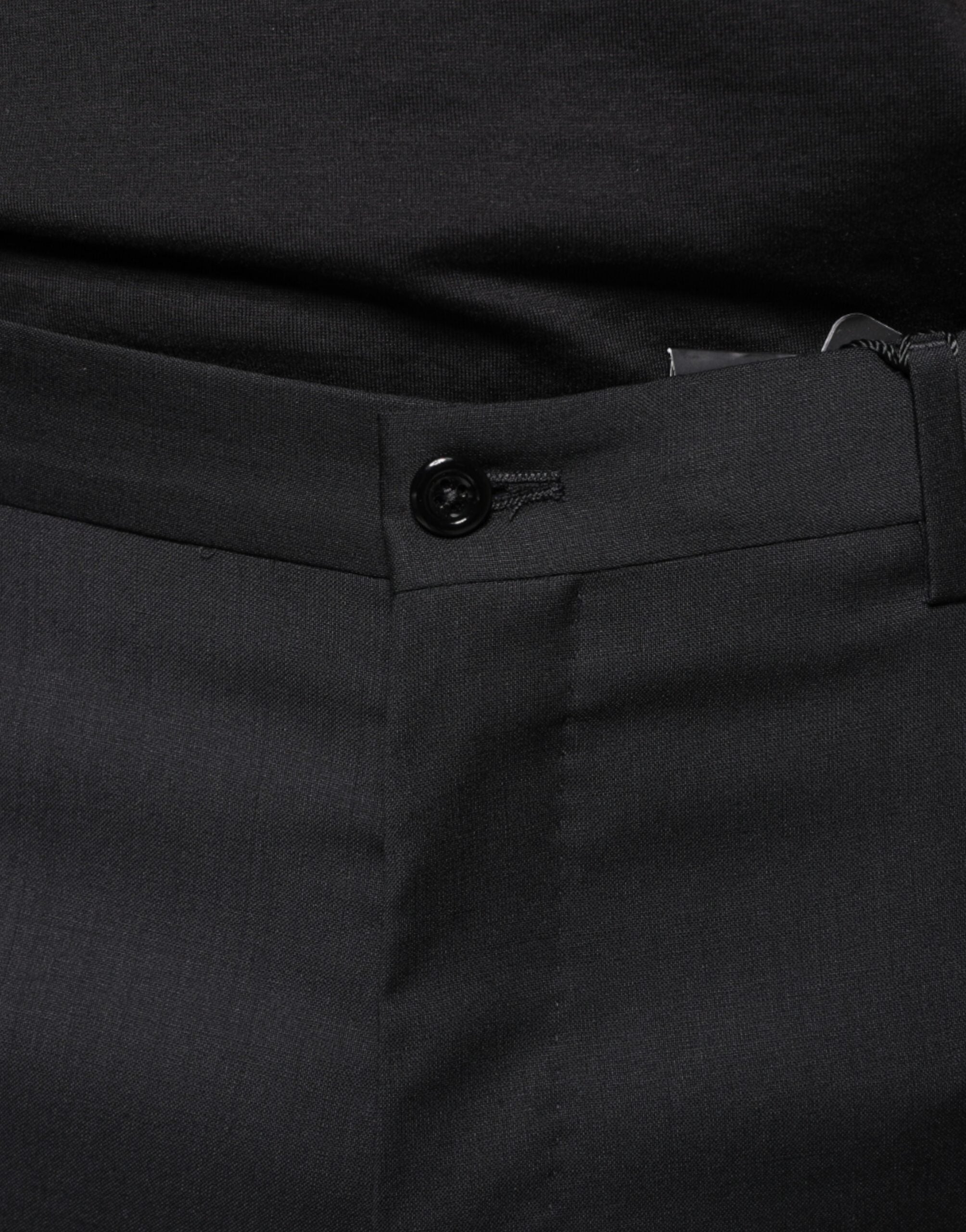 Dolce & Gabbana Black Skinny Men's Wool Suit Trousers-5