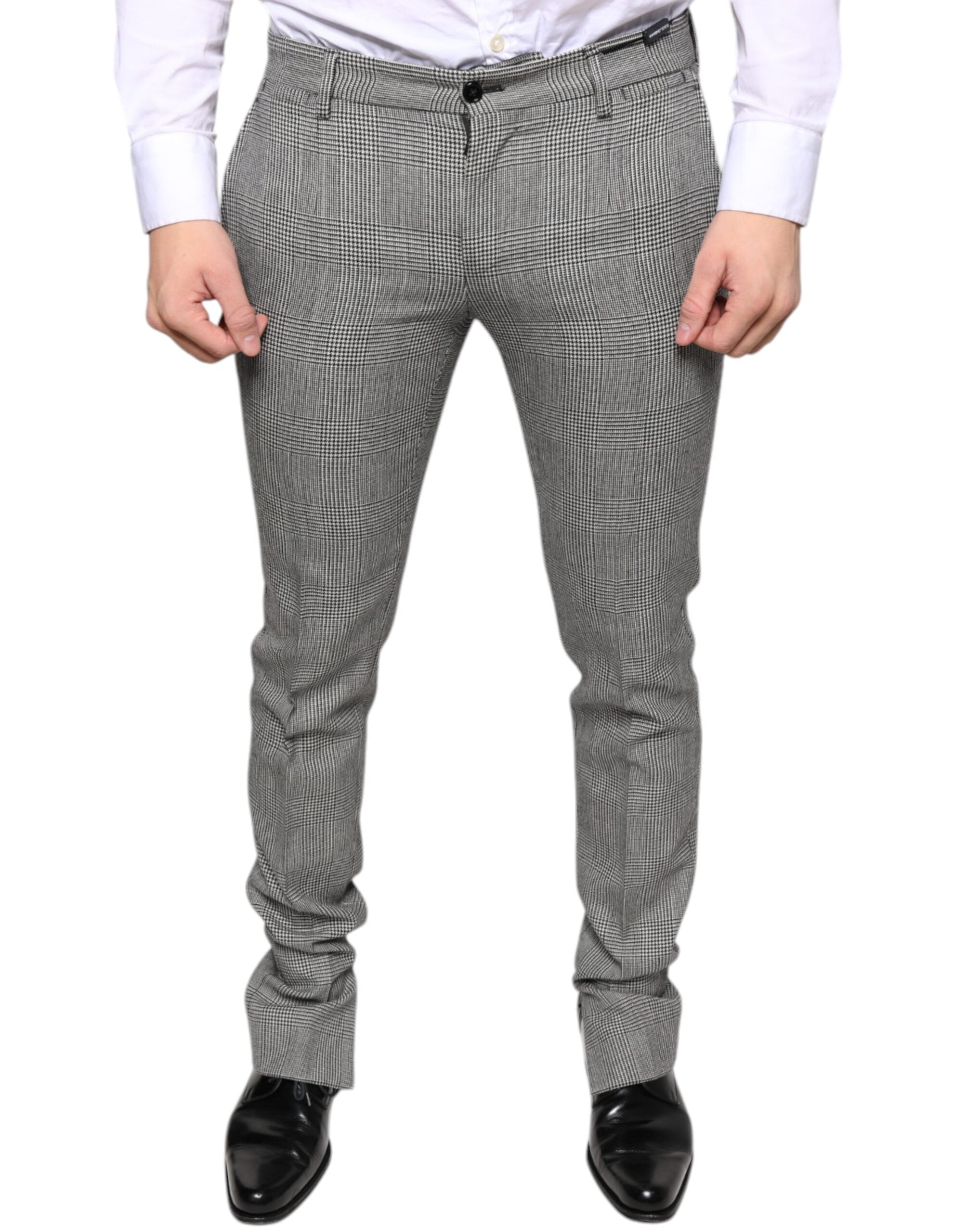 Dolce & Gabbana Graue karierte Tartanhose aus Wolle Skinny Pants-2
