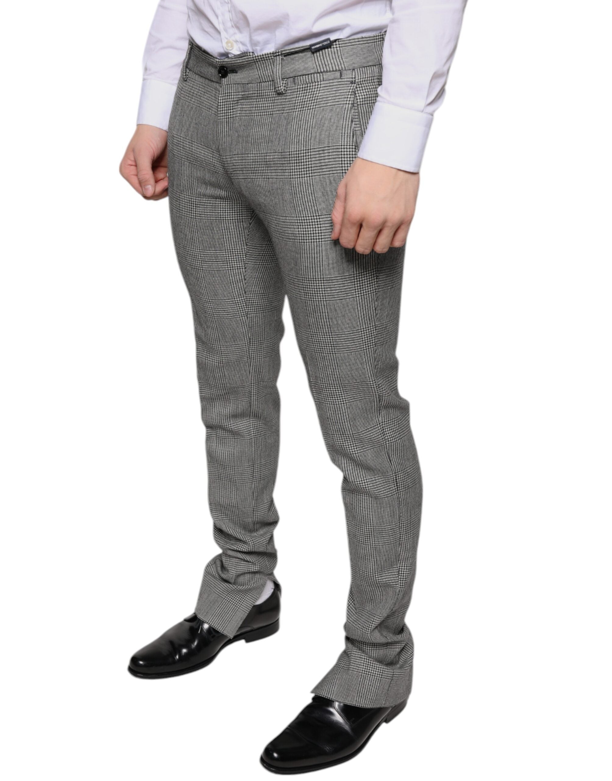 Dolce & Gabbana Graue karierte Tartanhose aus Wolle Skinny Pants-3