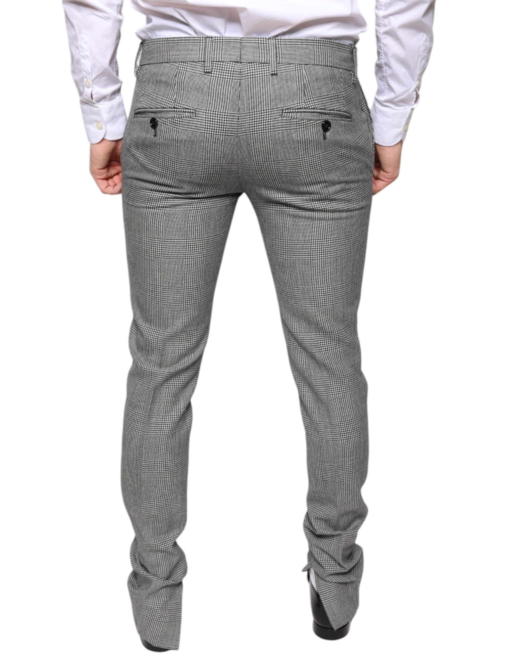 Dolce & Gabbana Graue karierte Tartanhose aus Wolle Skinny Pants-4