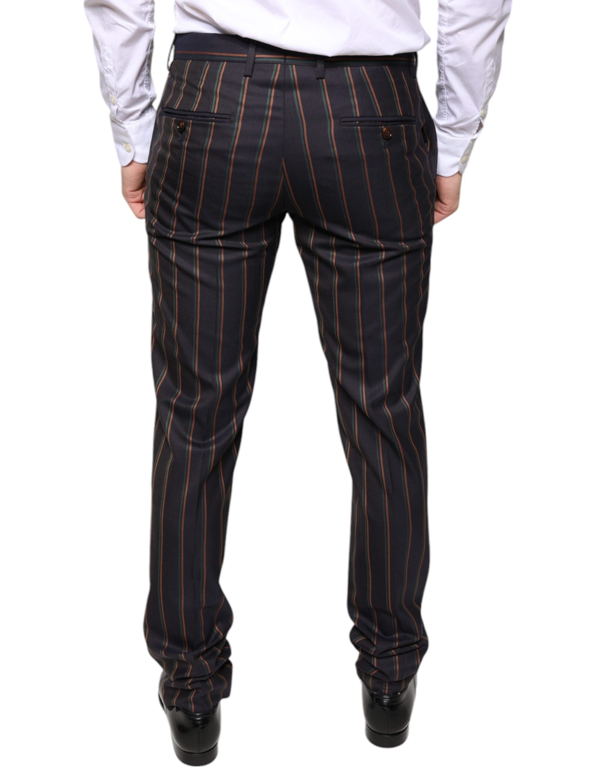 Dolce & Gabbana Brown Striped Skinny Men's Suit Trousers-4