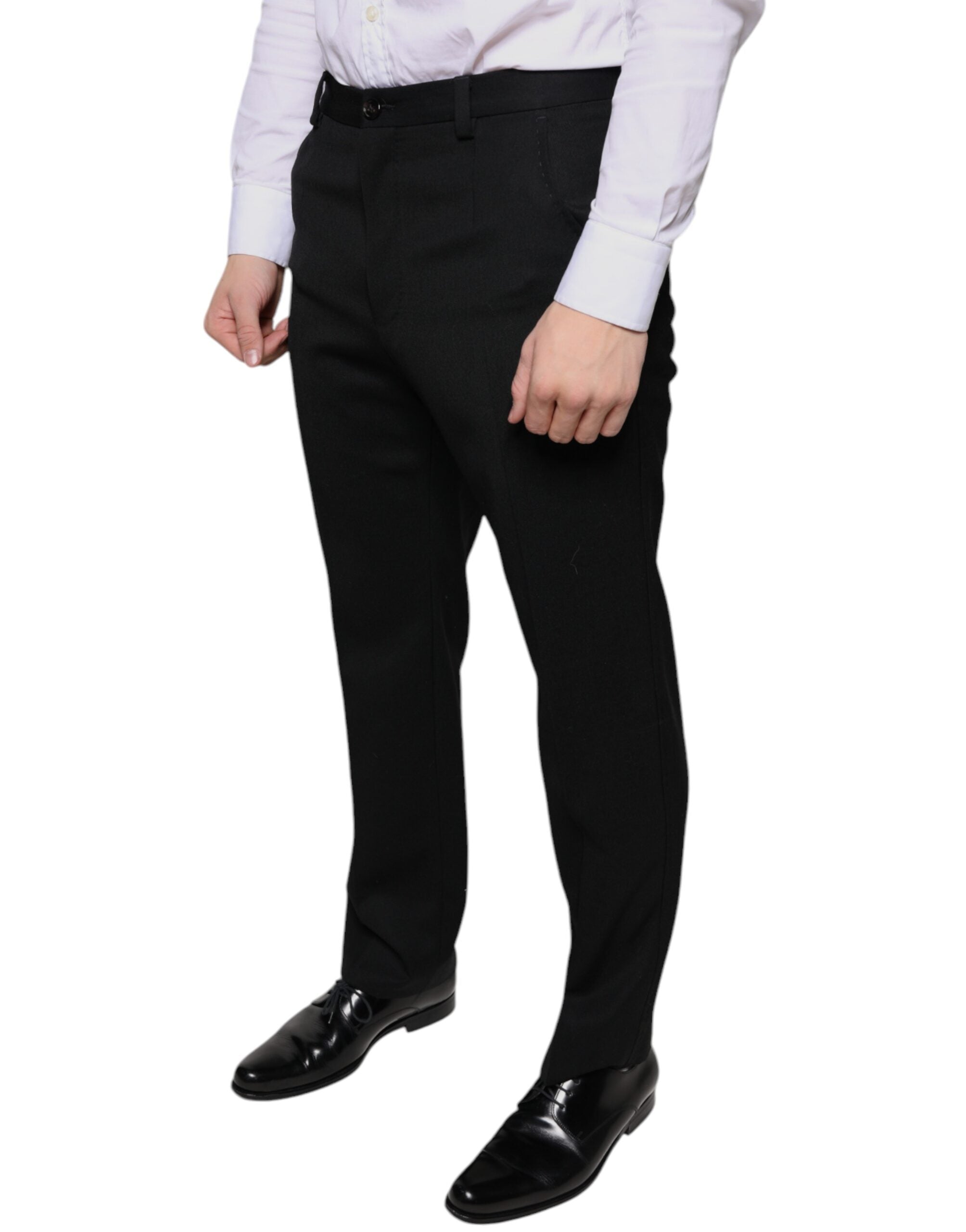 Pantalones de traje ajustados de lana negros para hombre de Dolce & Gabbana-3