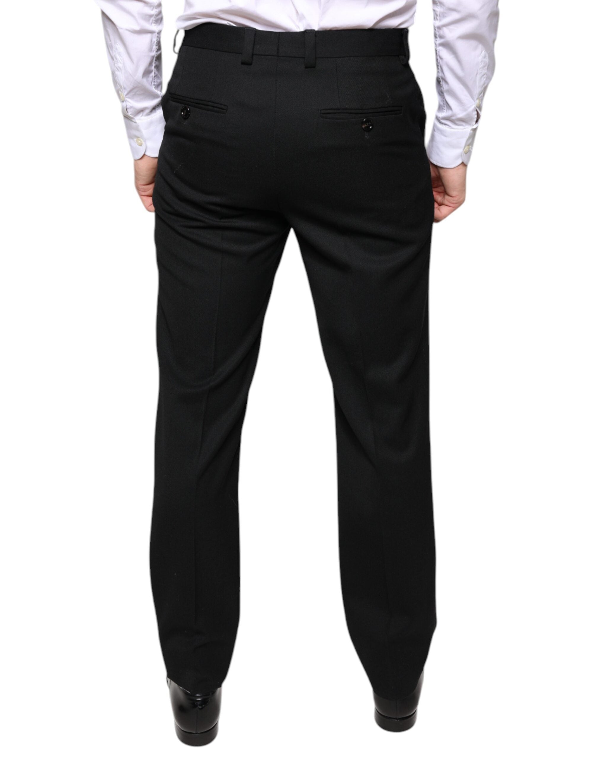 Pantalones de traje ajustados de lana negros para hombre de Dolce & Gabbana-4