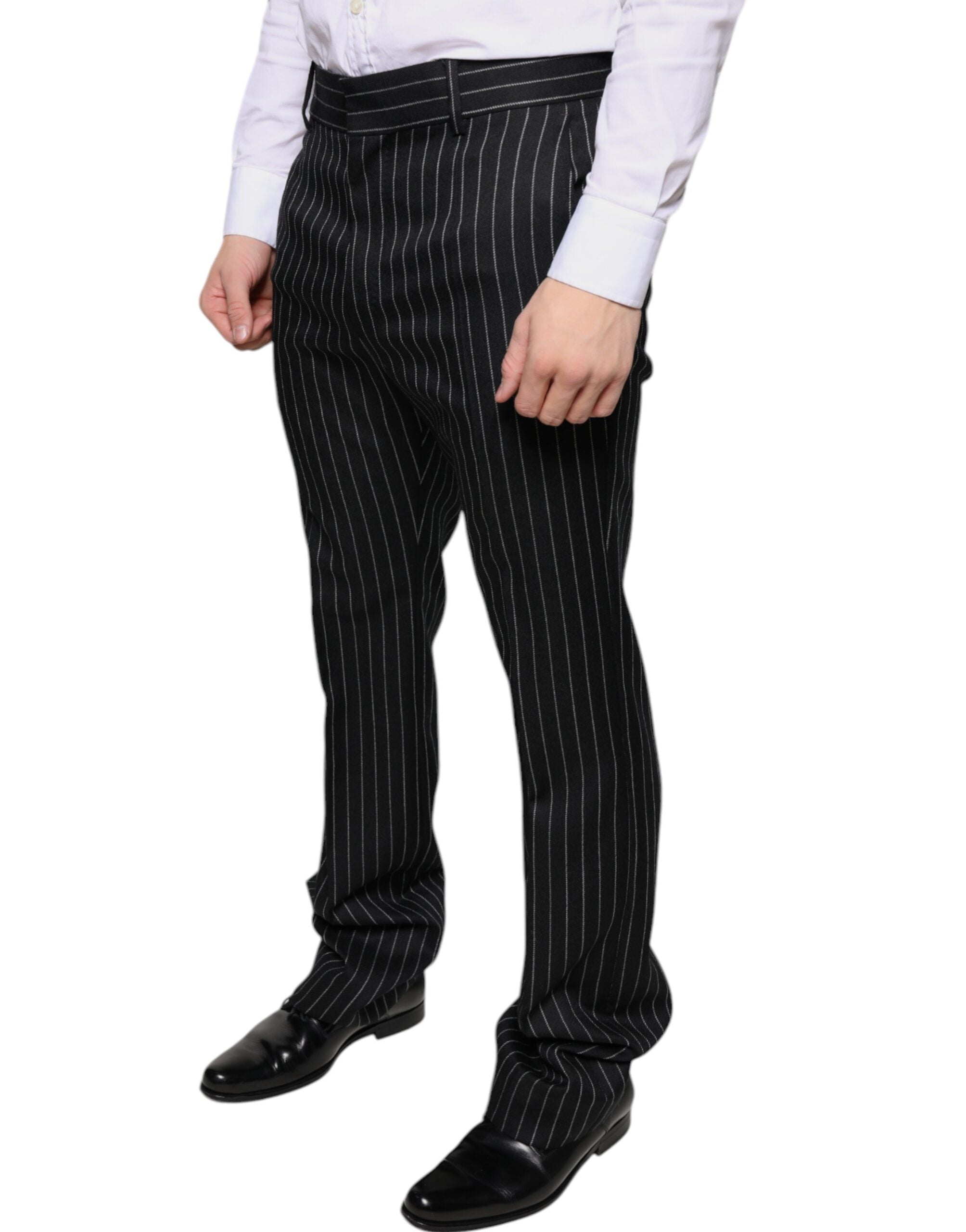 Dolce & Gabbana Black Striped Skinny Men's Suit Trousers-3