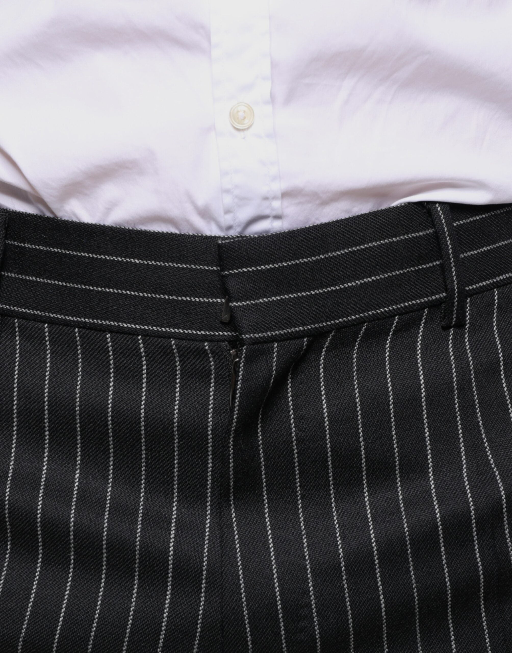 Dolce & Gabbana Black Striped Skinny Men's Suit Trousers-5