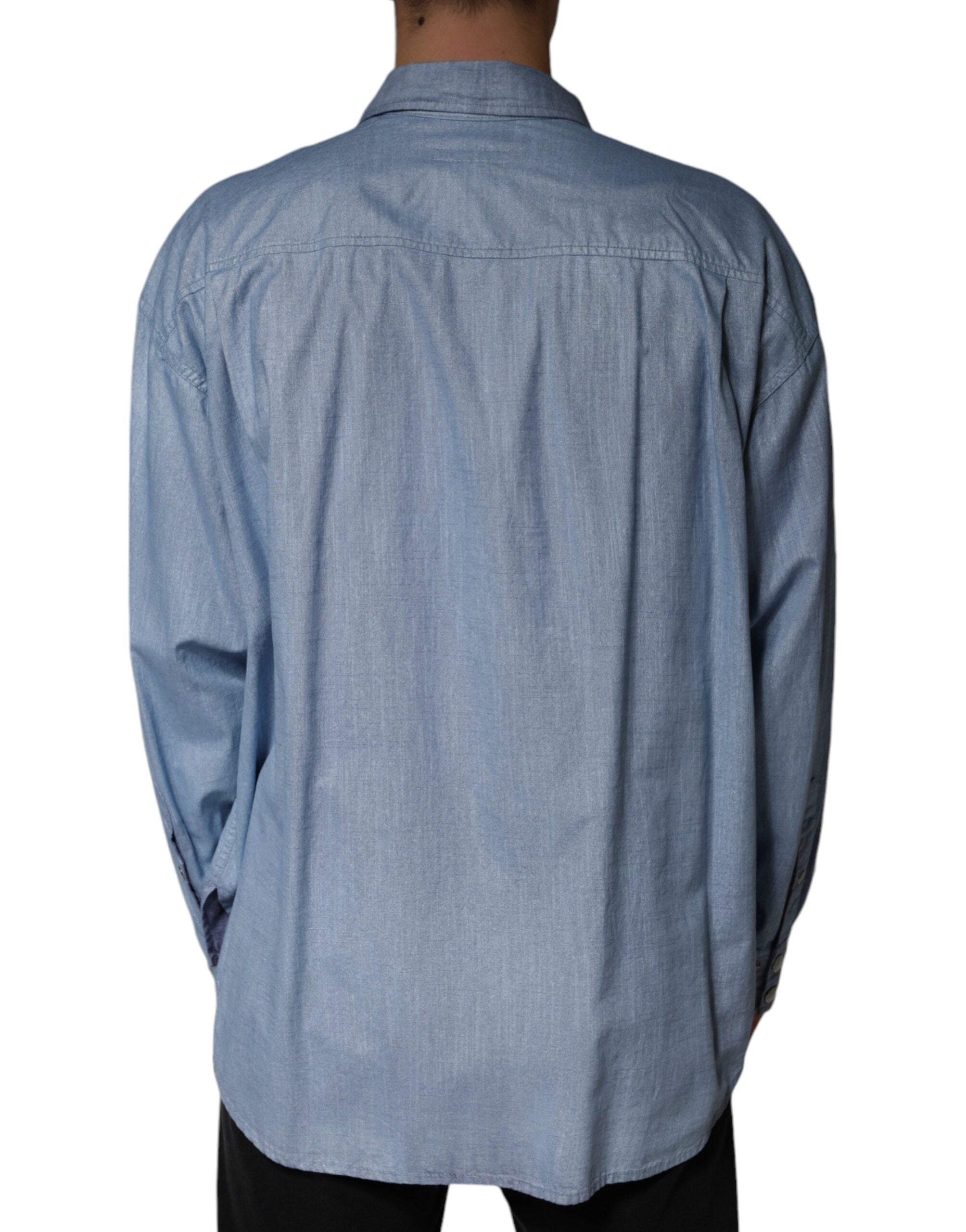 Dolce & Gabbana light blue cotton shirt with button placket-4
