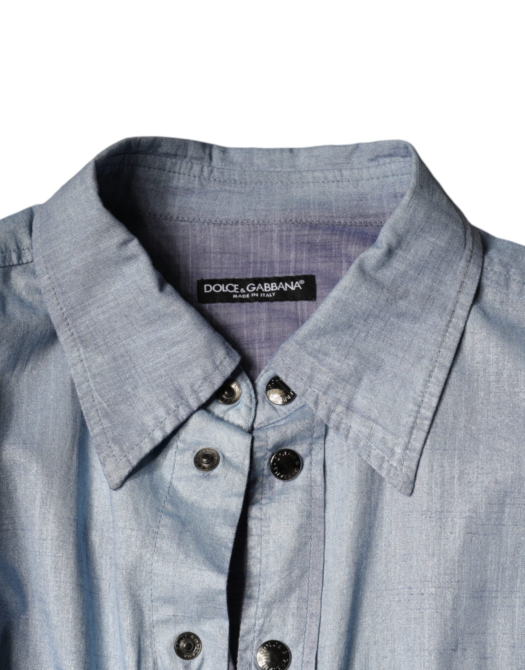 Dolce & Gabbana light blue cotton shirt with button placket-6