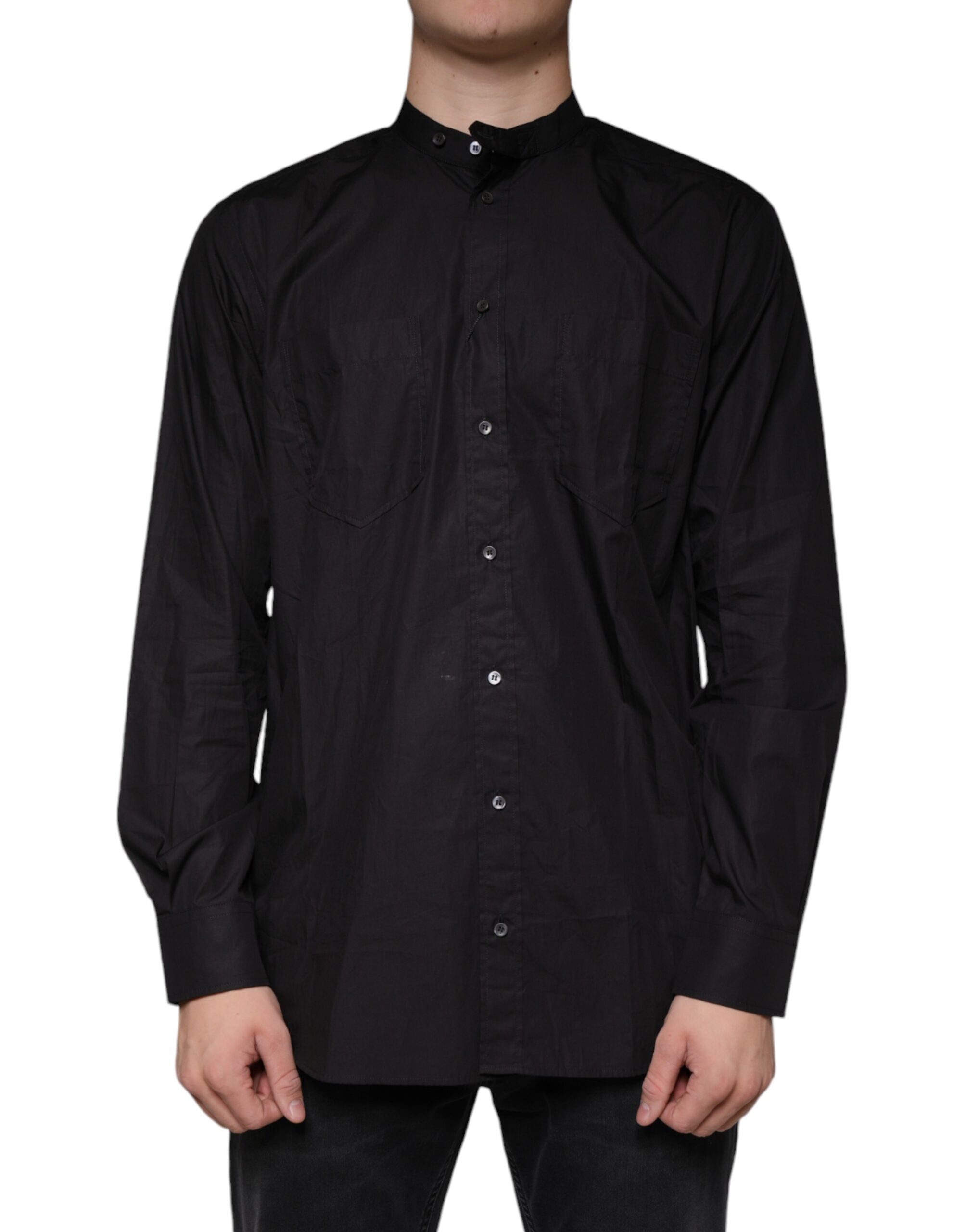 Dolce & Gabbana Black Cotton Button Down Shirt for Men-2