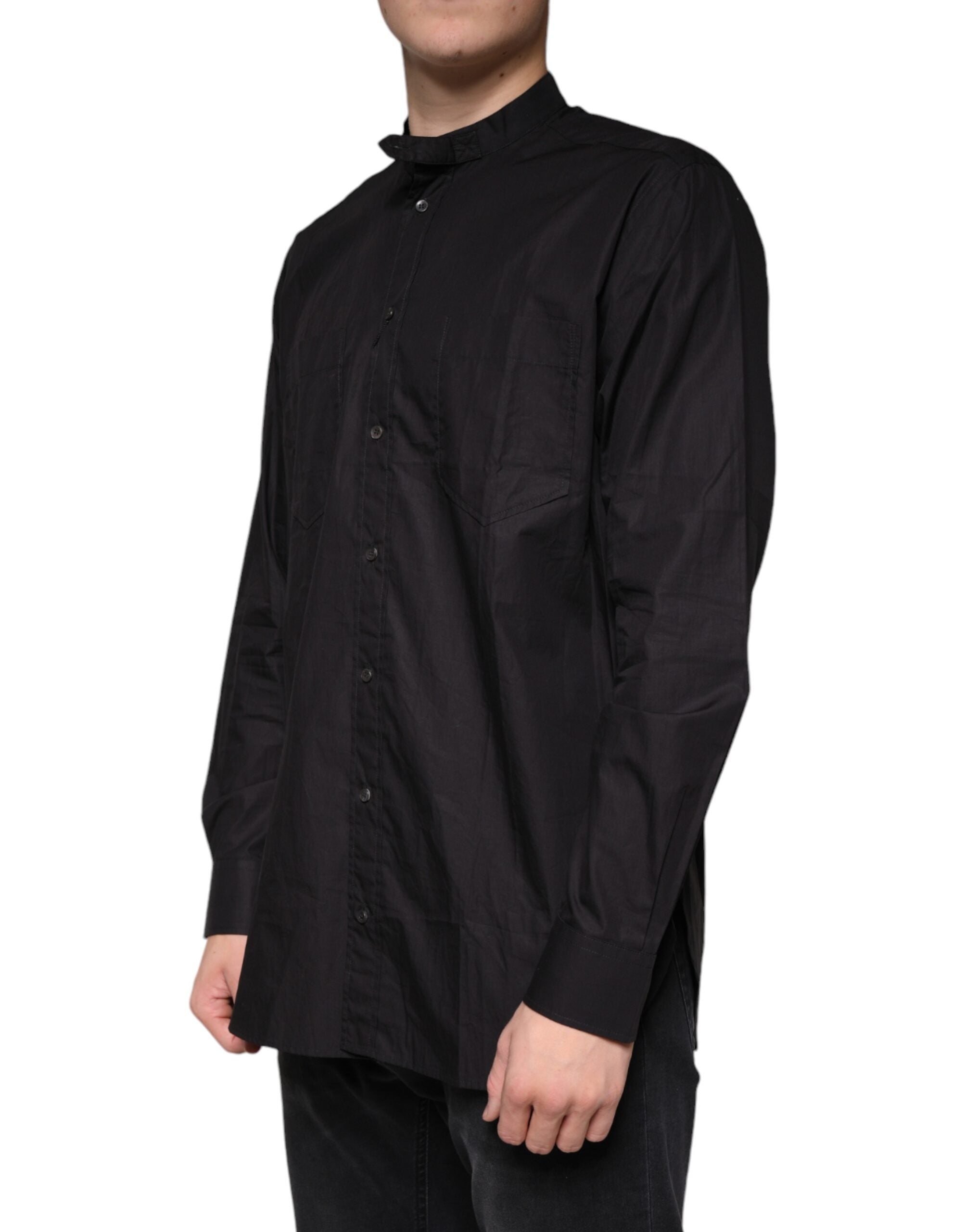 Dolce & Gabbana Black Cotton Button Down Shirt for Men-3