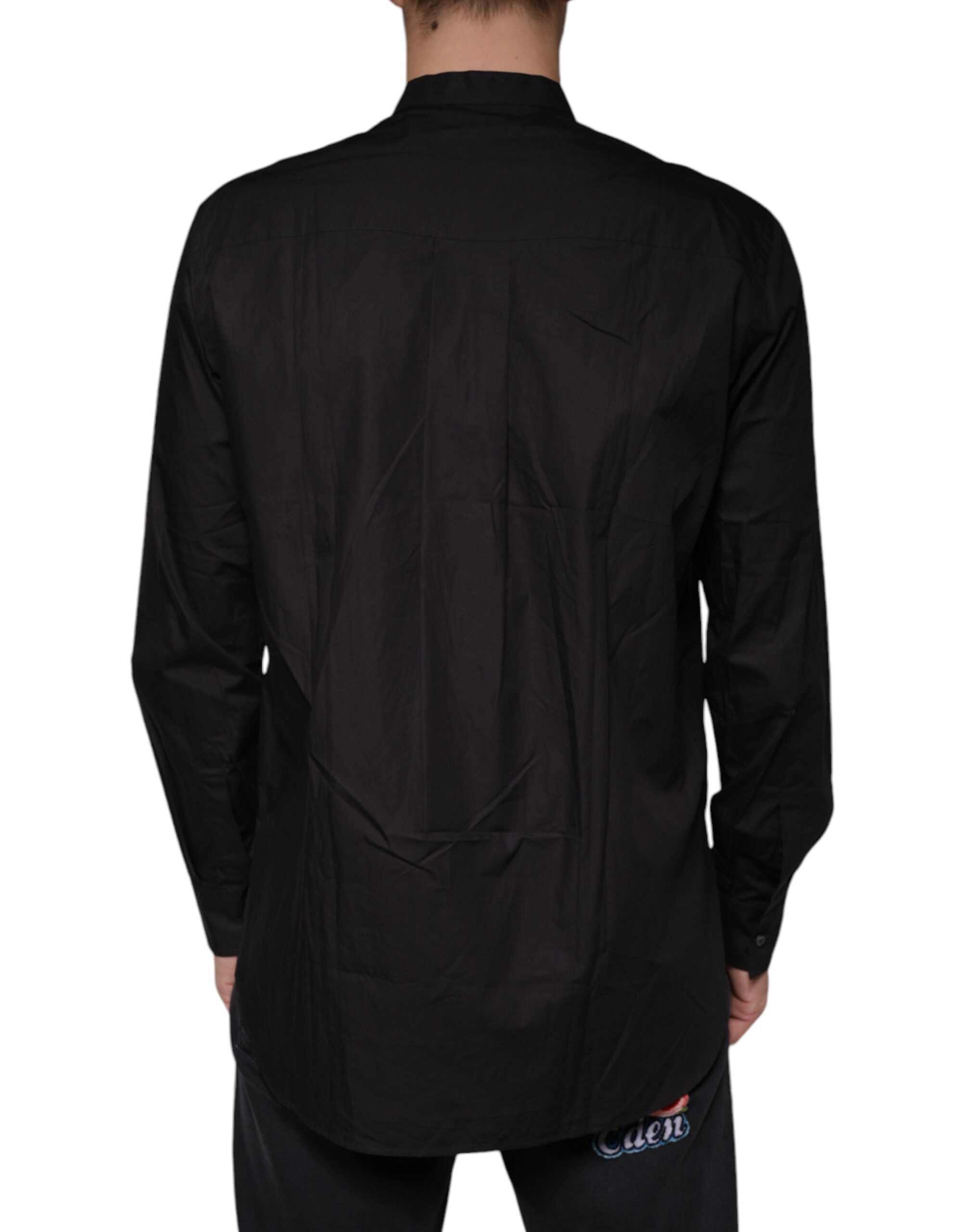 Dolce & Gabbana Black Cotton Button Down Shirt for Men-4