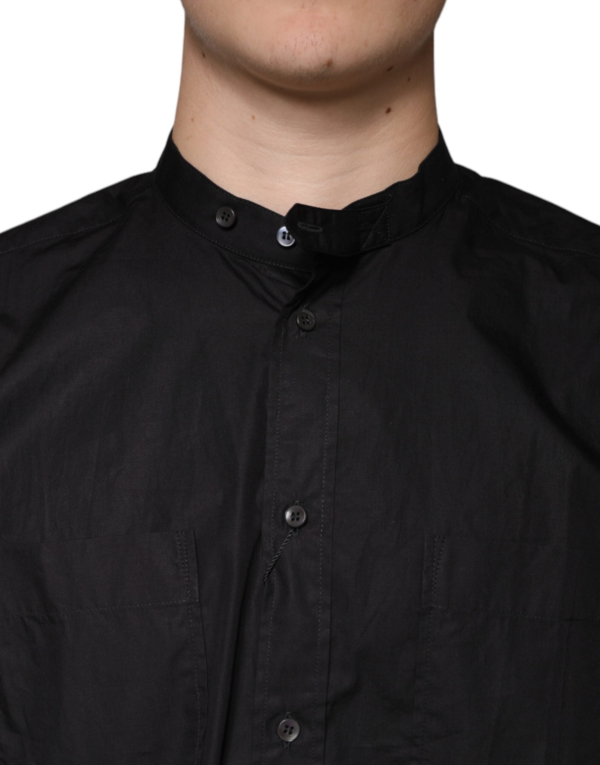 Dolce & Gabbana Black Cotton Button Down Shirt for Men-5