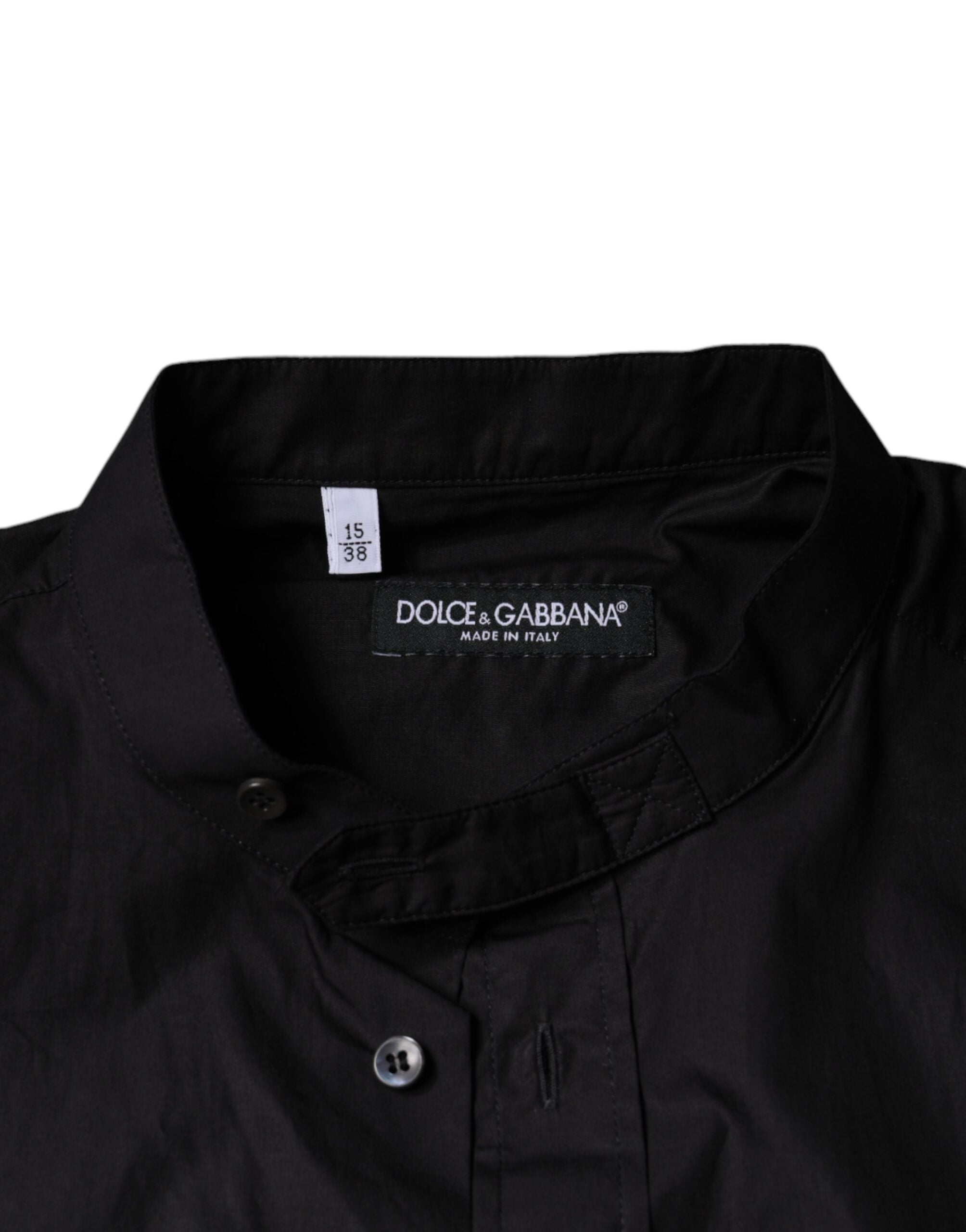 Dolce & Gabbana Black Cotton Button Down Shirt for Men-7