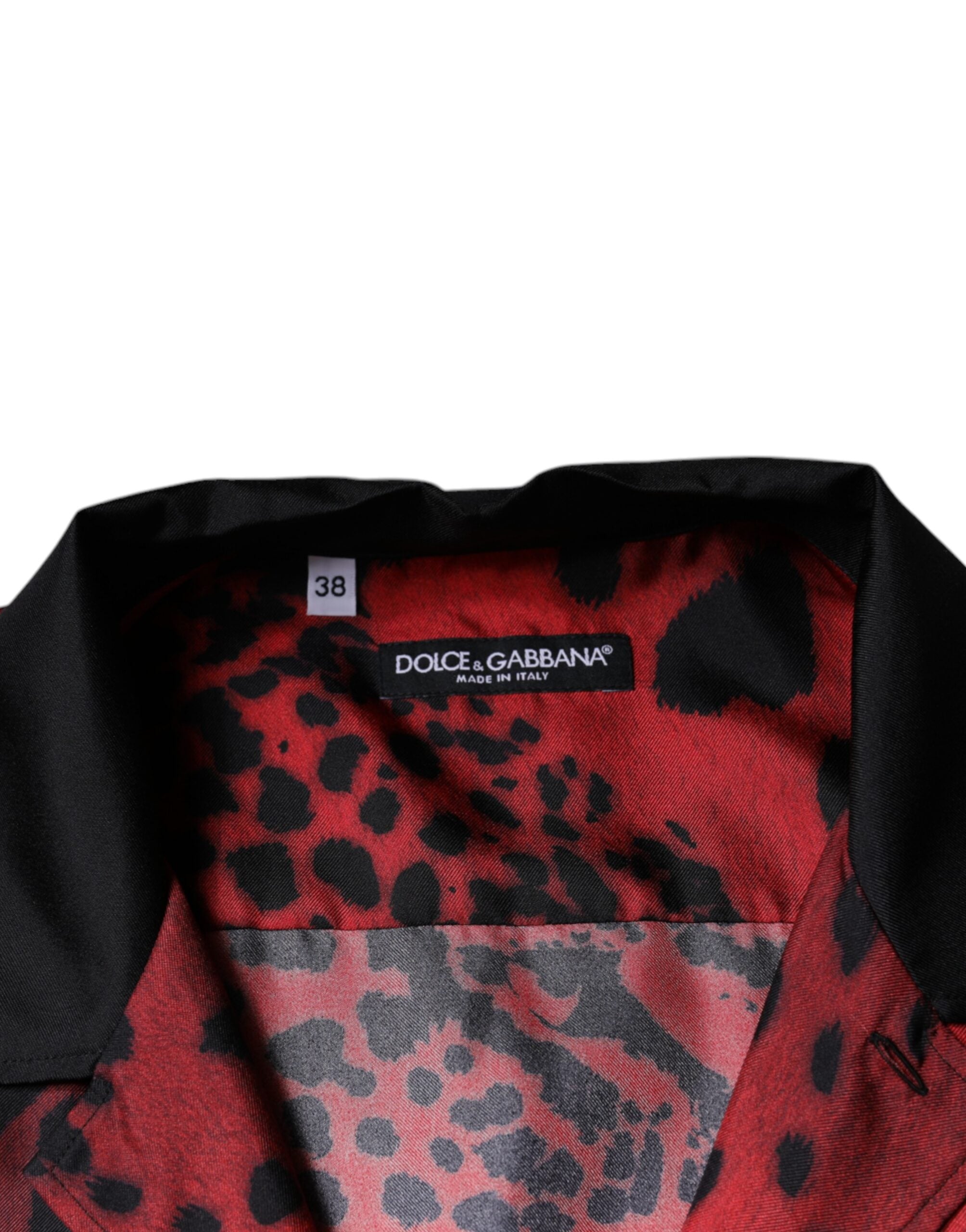 Dolce & Gabbana Red Leopard Silk Button-Down Shirt Casual Shirt-7