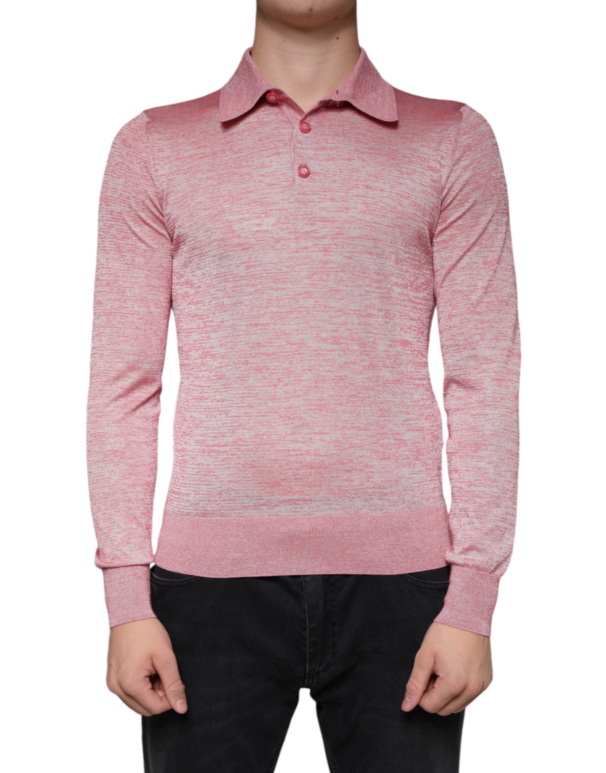 Dolce & Gabbana Pink Polyester Long Sleeve Polo T-Shirt for Men
