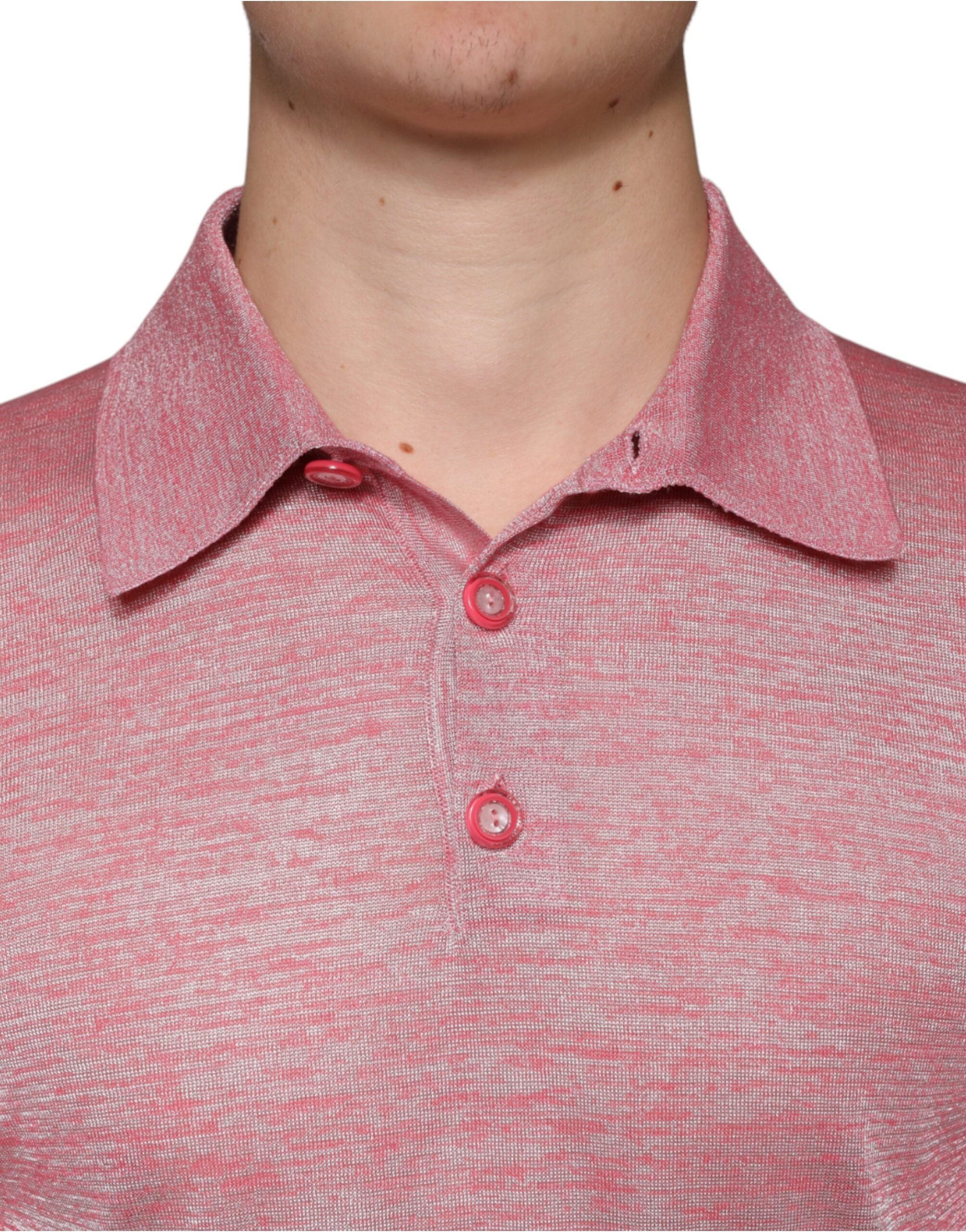 Dolce & Gabbana Rosa Polyester-Langarm-Polo-T-Shirt für Männer-5