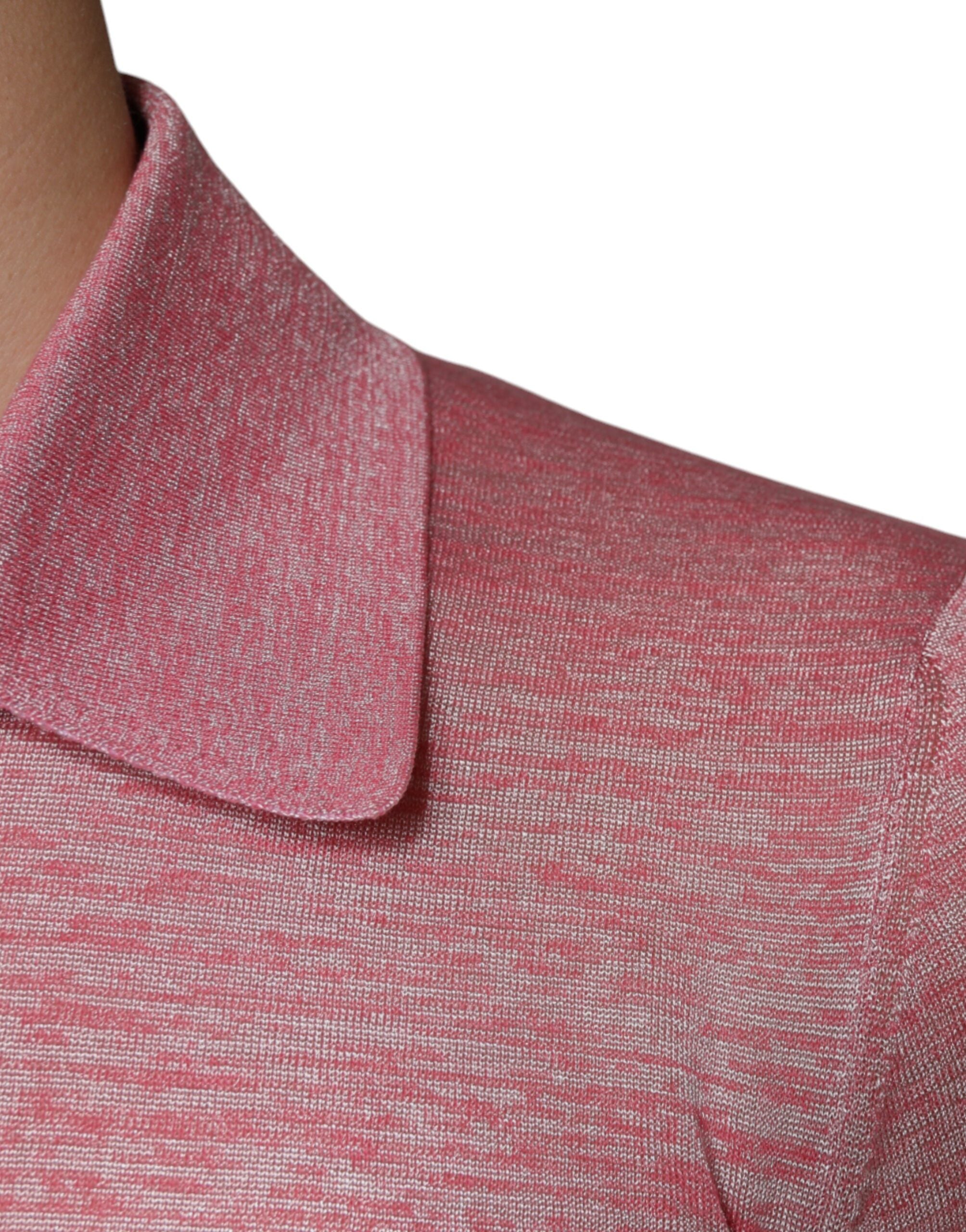 Dolce & Gabbana Rosa Polyester-Langarm-Polo-T-Shirt für Männer-6