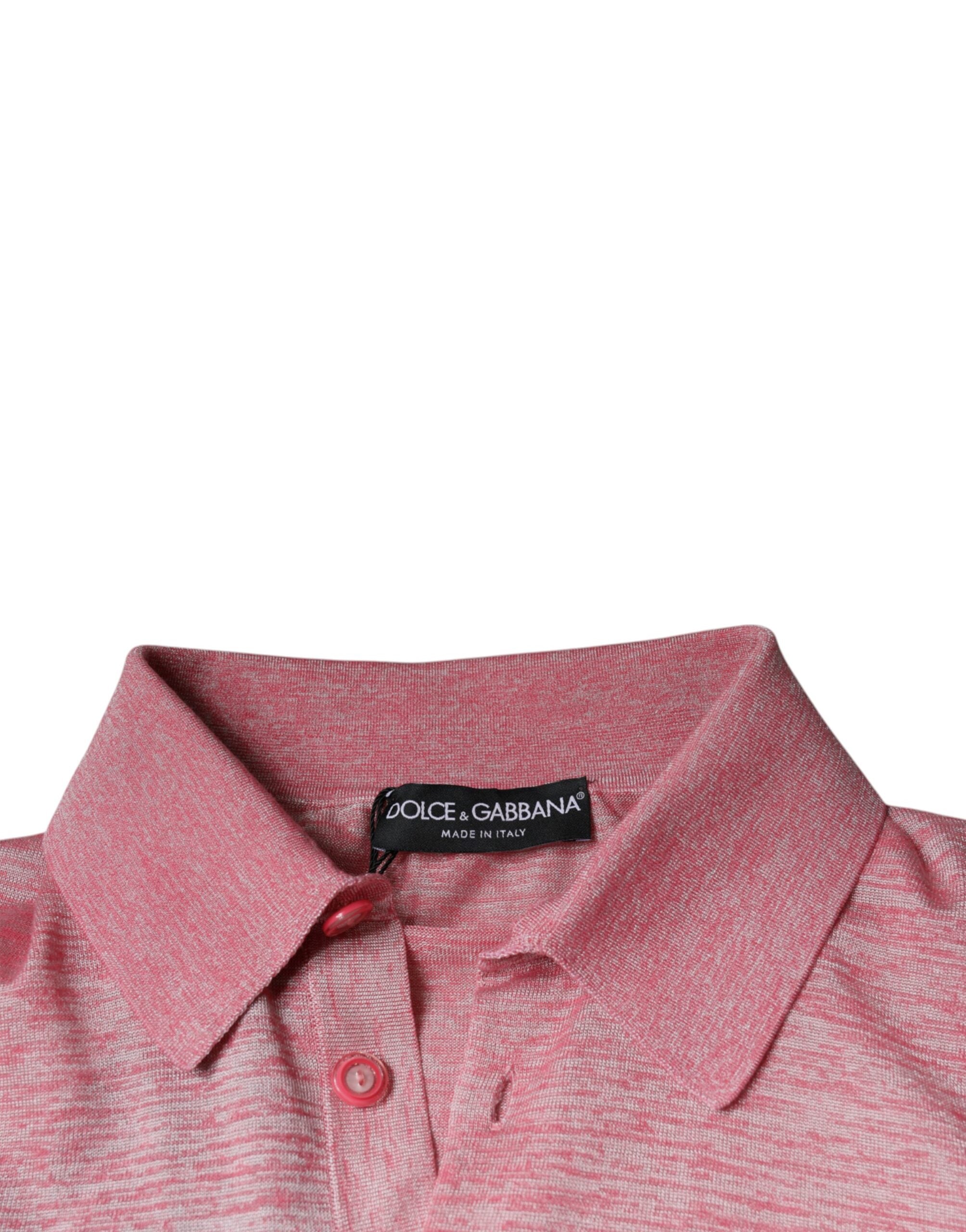 Dolce & Gabbana Rosa Polyester-Langarm-Polo-T-Shirt für Männer-7