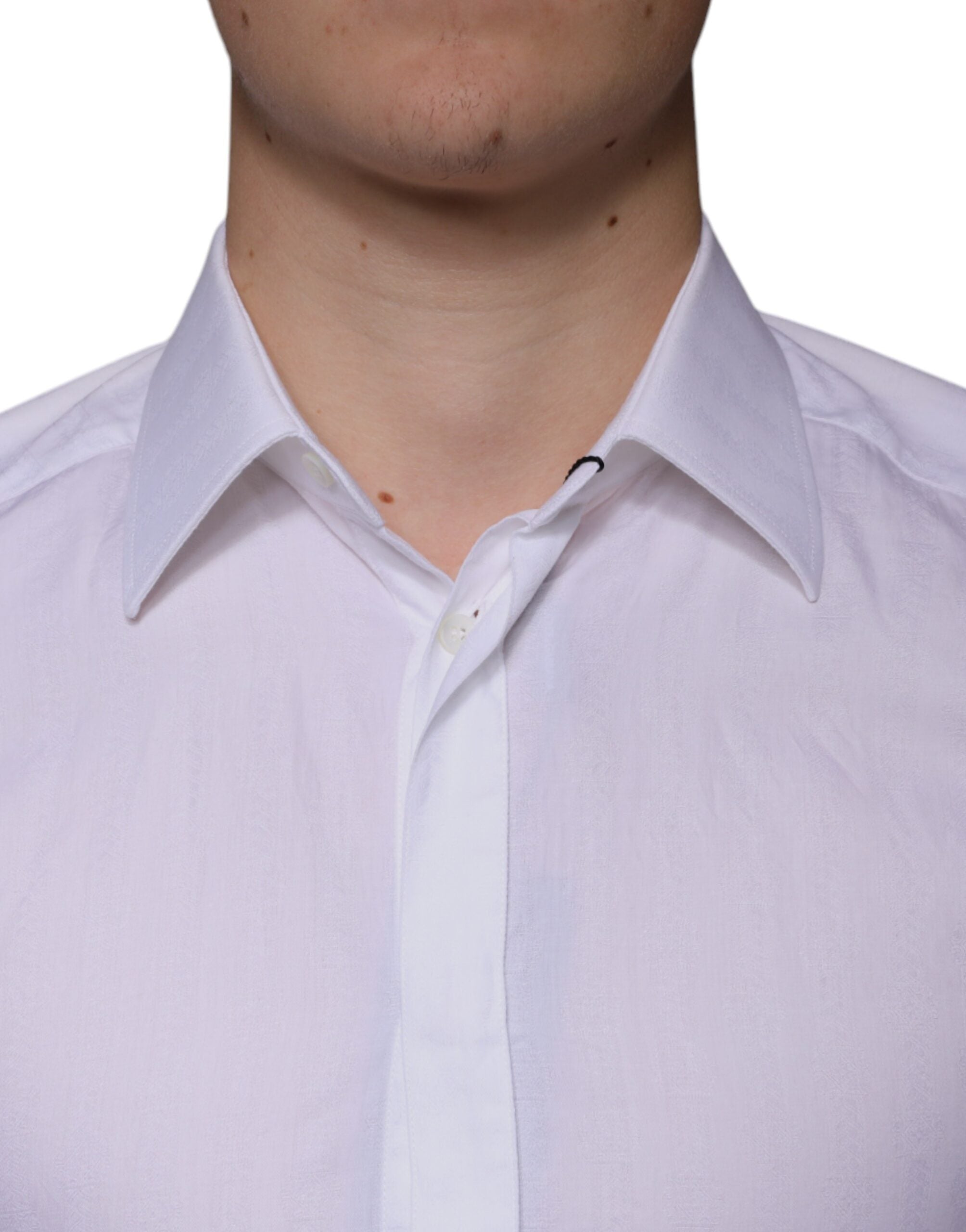 Dolce & Gabbana White Cotton Shirt GOLD Formal Shirt for Men-5