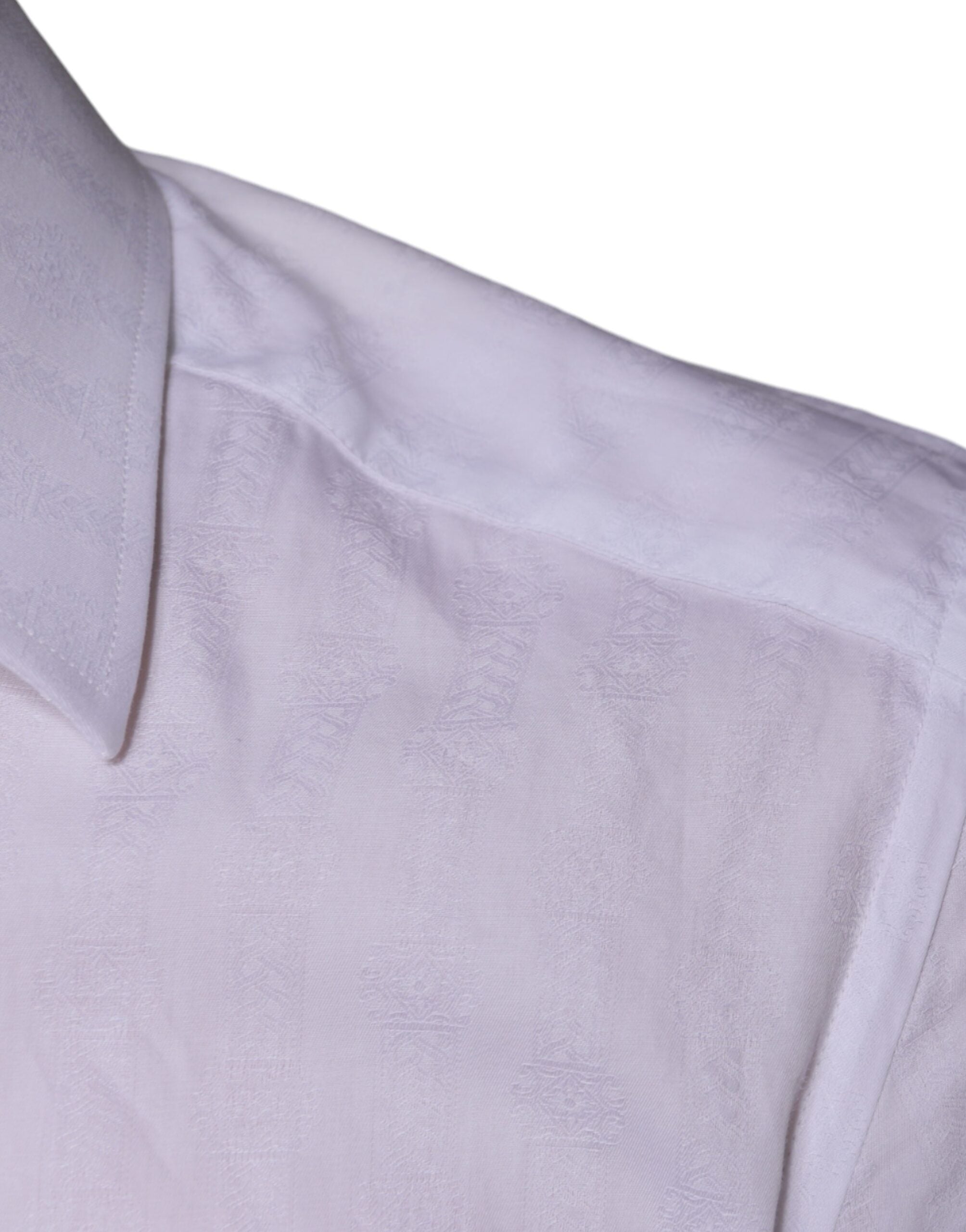 Dolce & Gabbana White Cotton Shirt GOLD Formal Shirt for Men-6