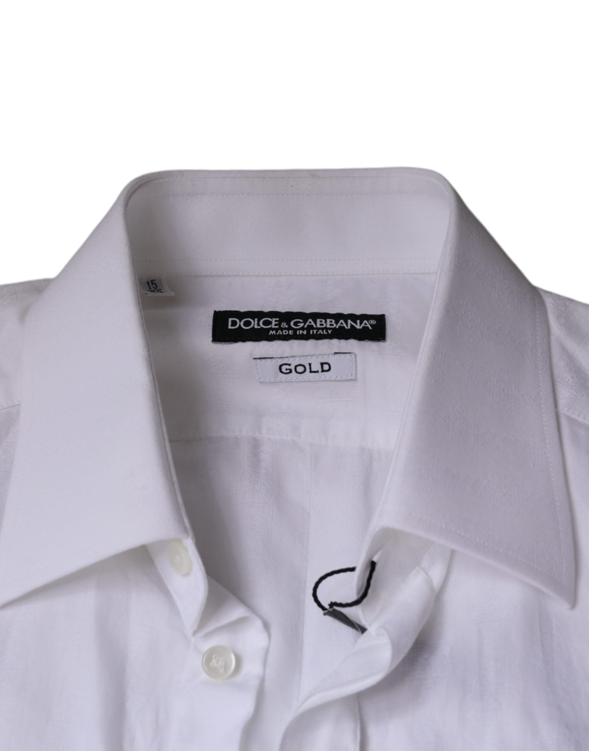Dolce & Gabbana White Cotton Shirt GOLD Formal Shirt for Men-7