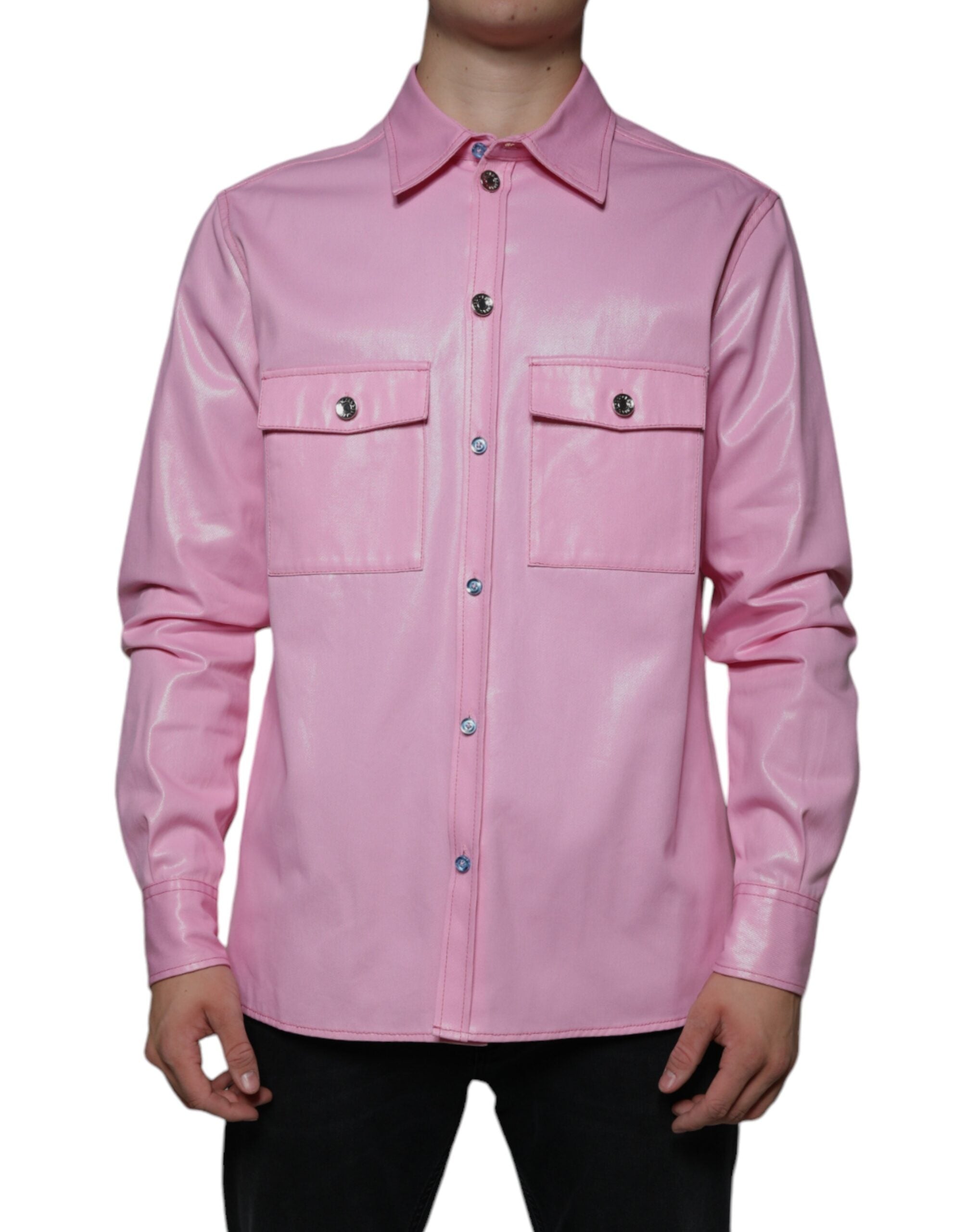 Dolce & Gabbana pink cotton button-down shirt with collar-2