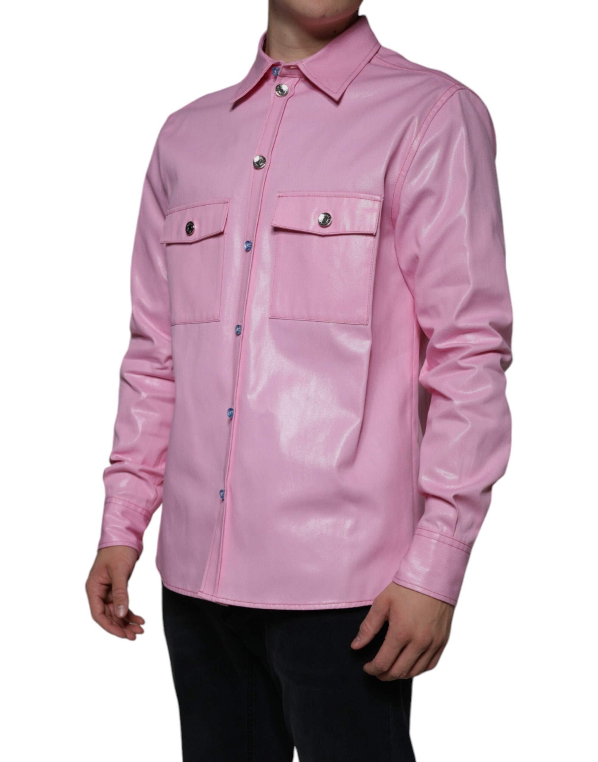 Dolce & Gabbana pink cotton button-down shirt with collar-3
