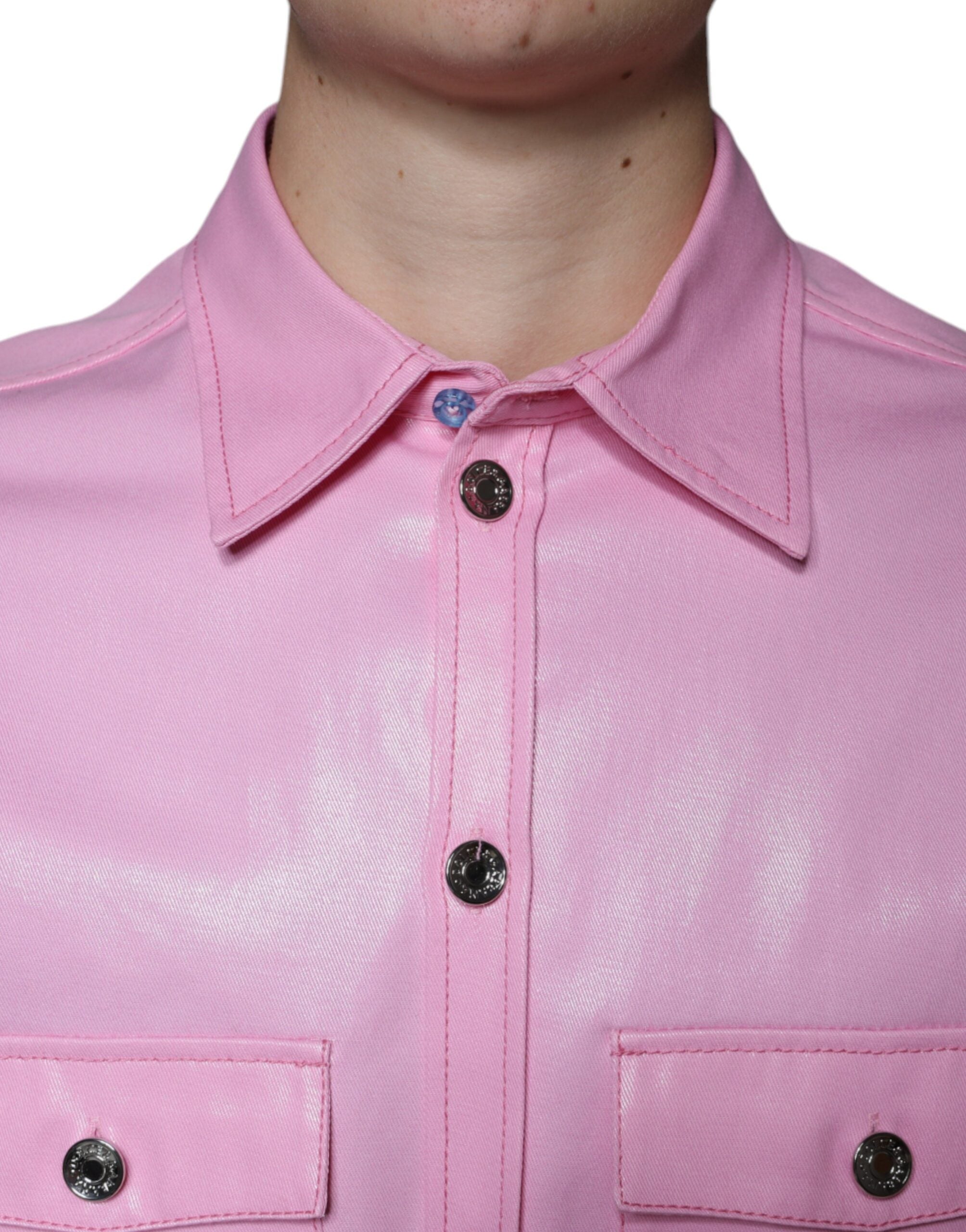 Dolce & Gabbana pink cotton button-down shirt with collar-5