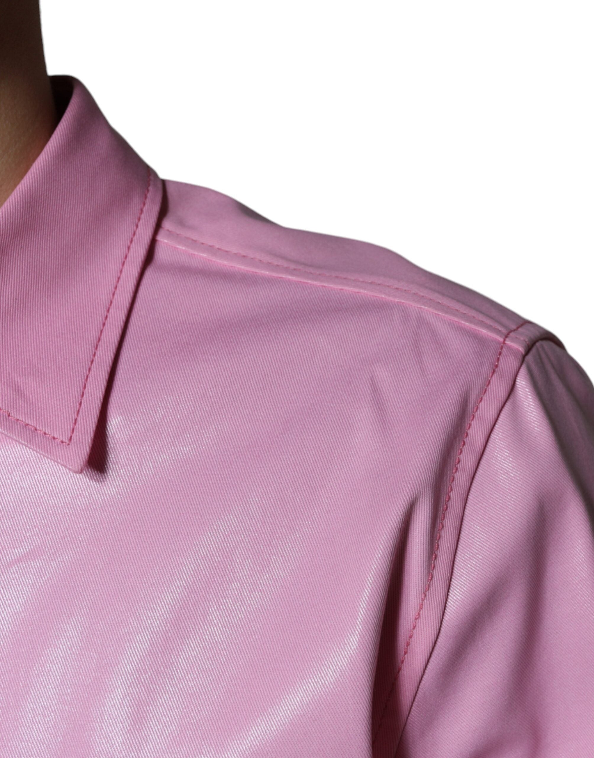 Dolce & Gabbana pink cotton button-down shirt with collar-6