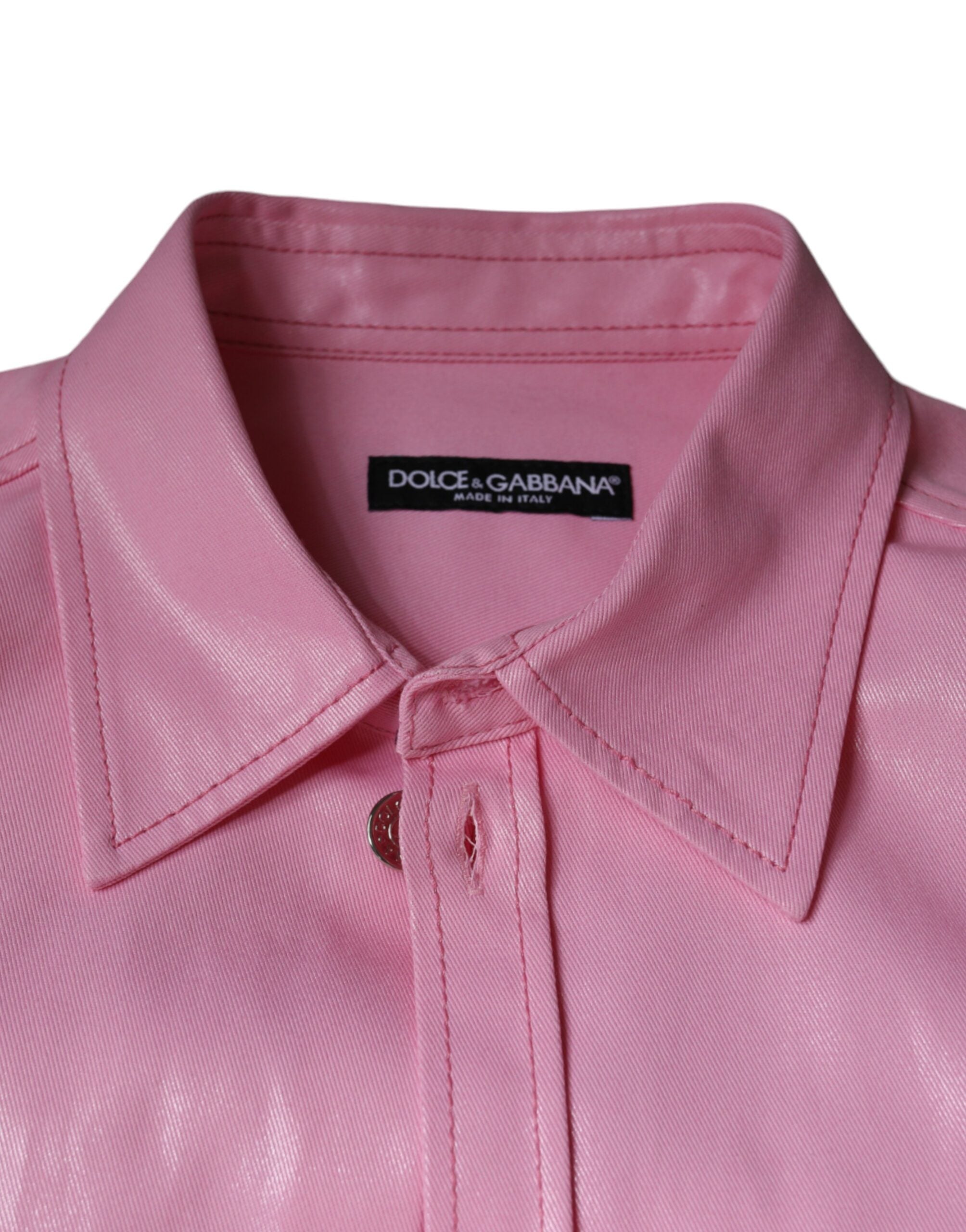 Dolce & Gabbana pink cotton button-down shirt with collar-7