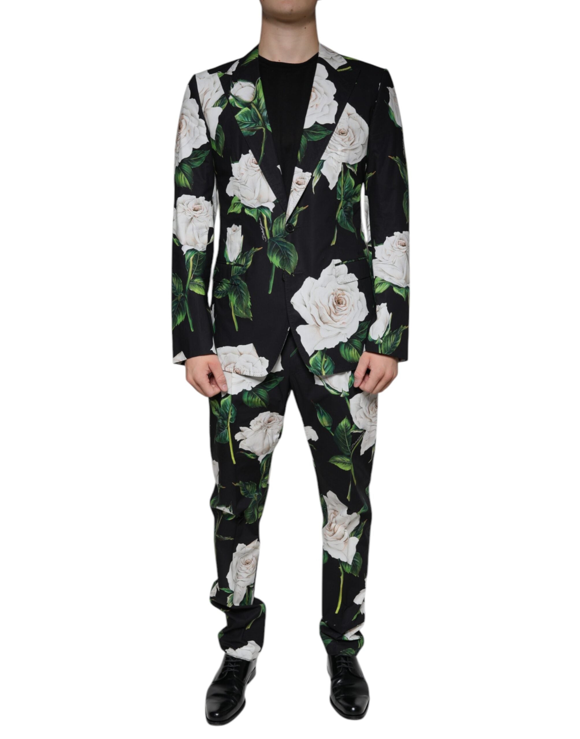 Traje formal de dos piezas de algodón rosa negro para hombre de Dolce & Gabbana-1