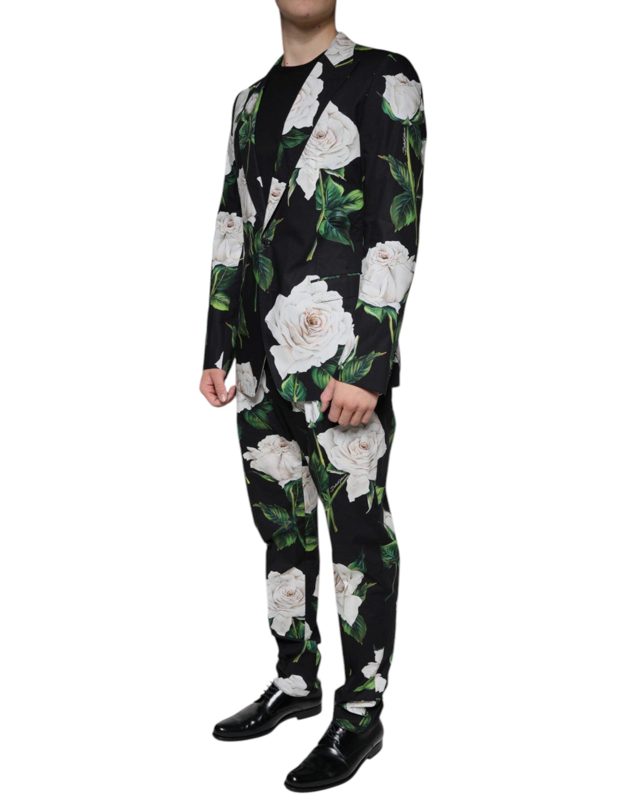Traje formal de dos piezas de algodón rosa negro para hombre de Dolce & Gabbana-3