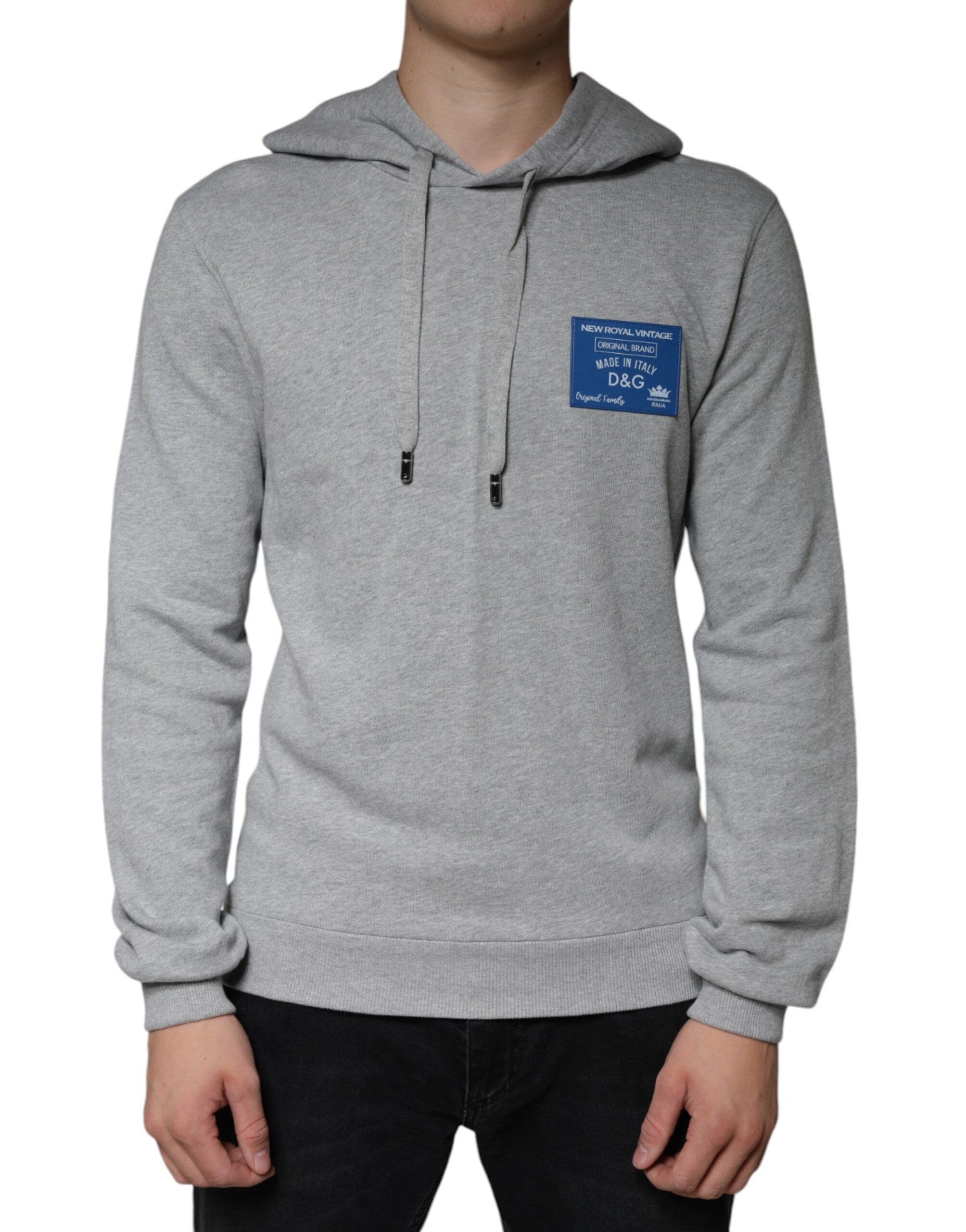 Dolce & Gabbana Grey Cotton Logo Hooded Sweatshirt Pullover-2