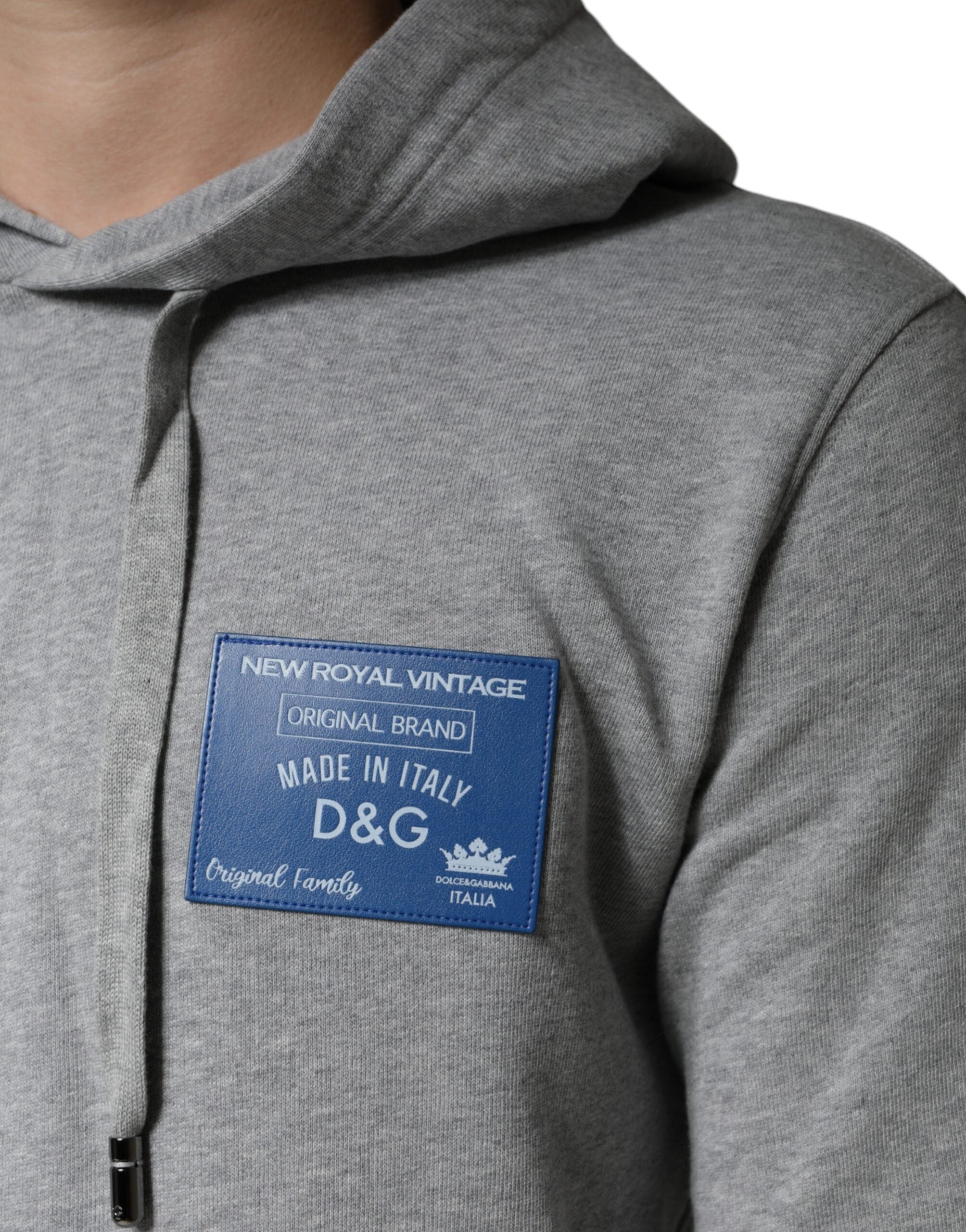 Dolce & Gabbana Grey Cotton Logo Hooded Sweatshirt Pullover-6