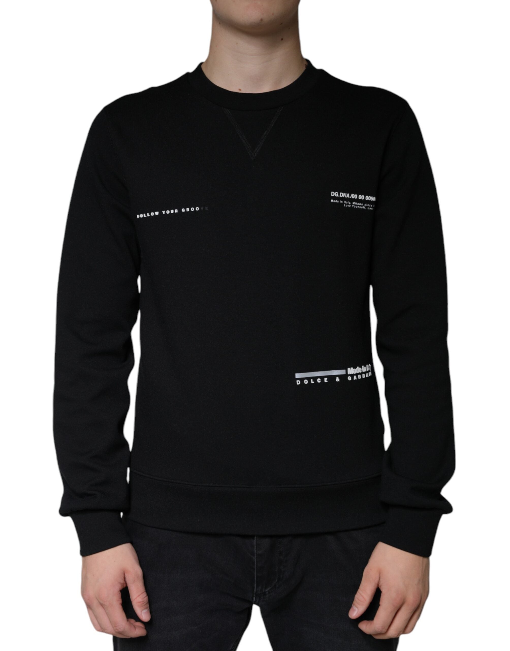 Dolce & Gabbana Black Logo Print Crew Neck Sweatshirt Pullover-2